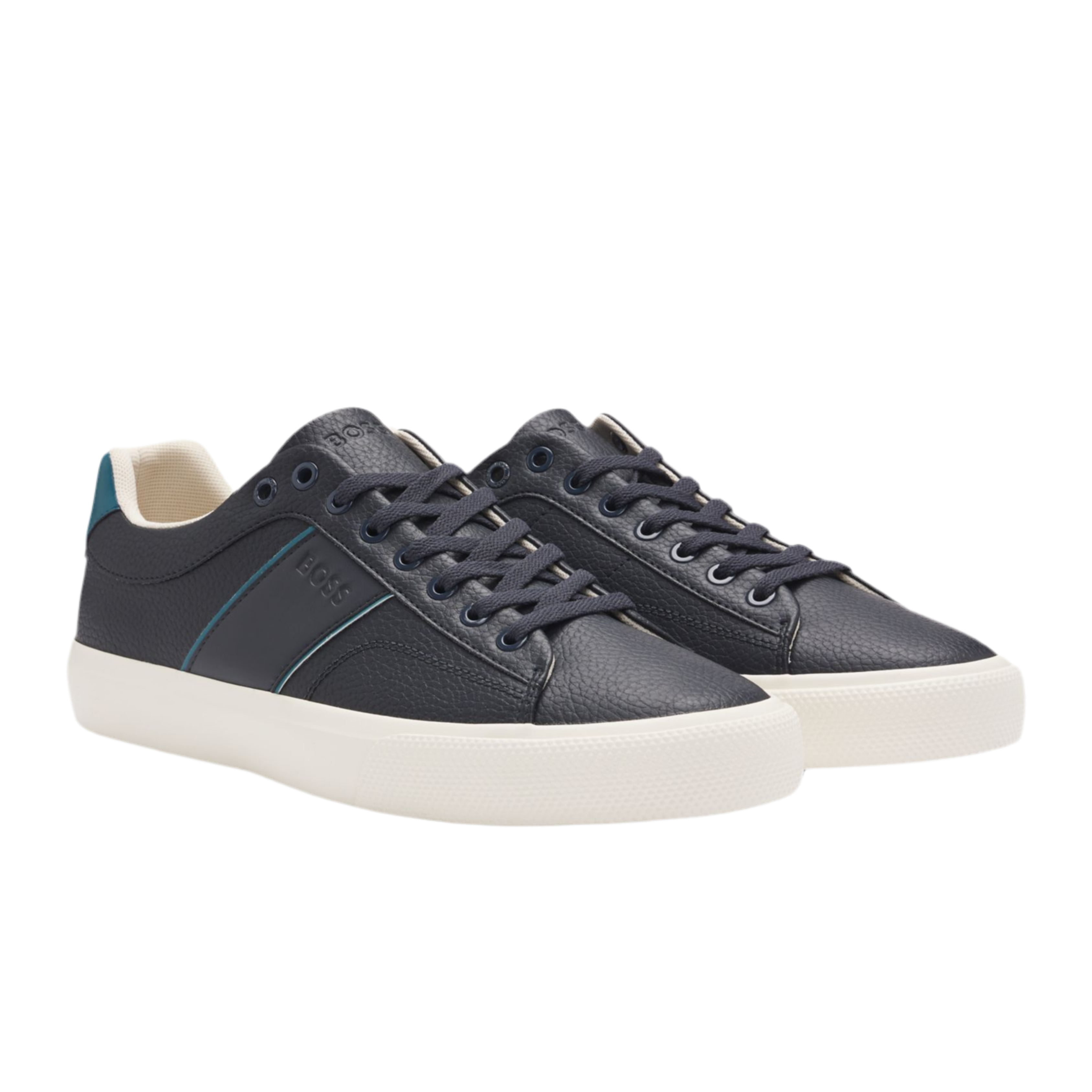 Hugo Boss Men Faux Leather Trainers - Light Blue