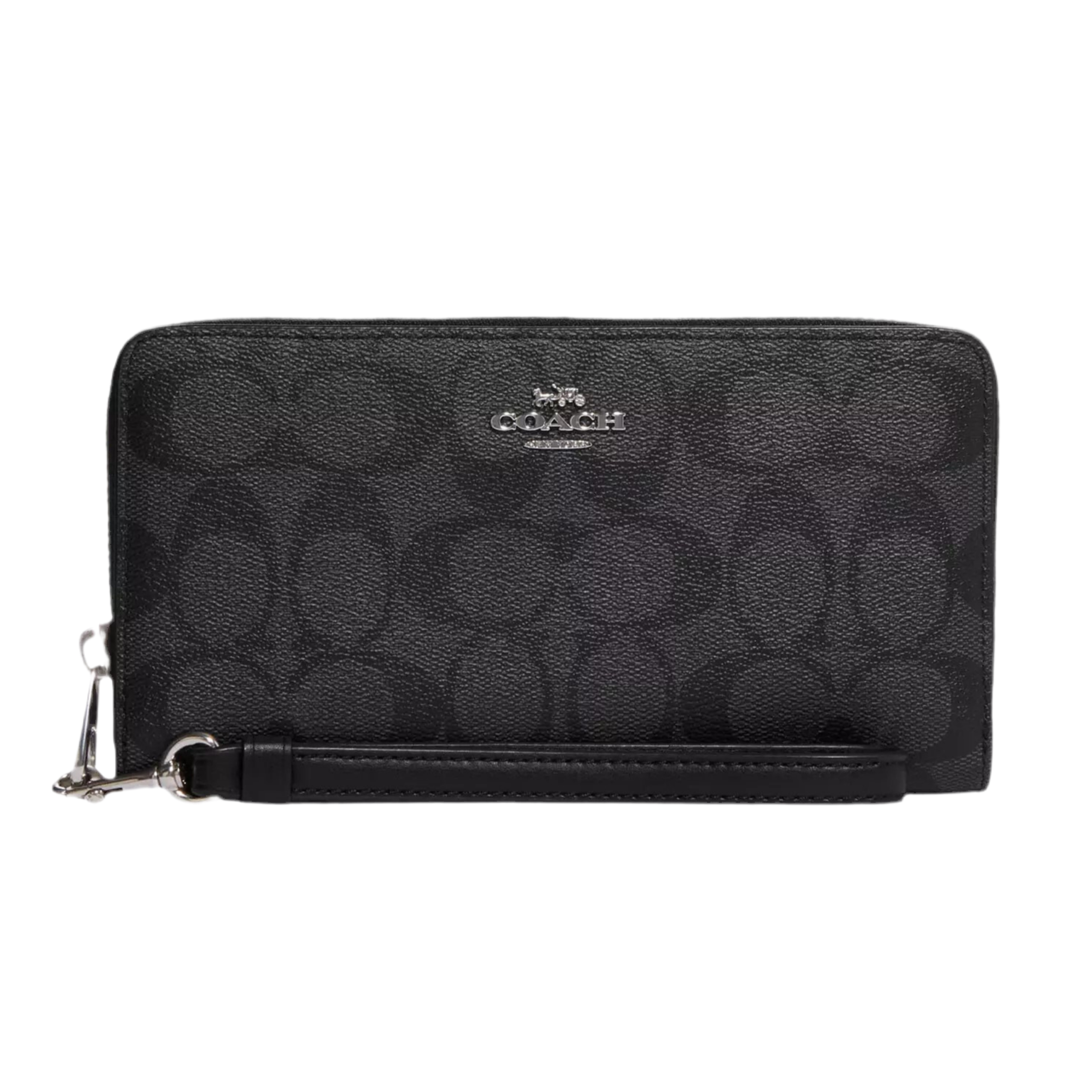 COACH Long Zip Around Wallet in Canvas - Black