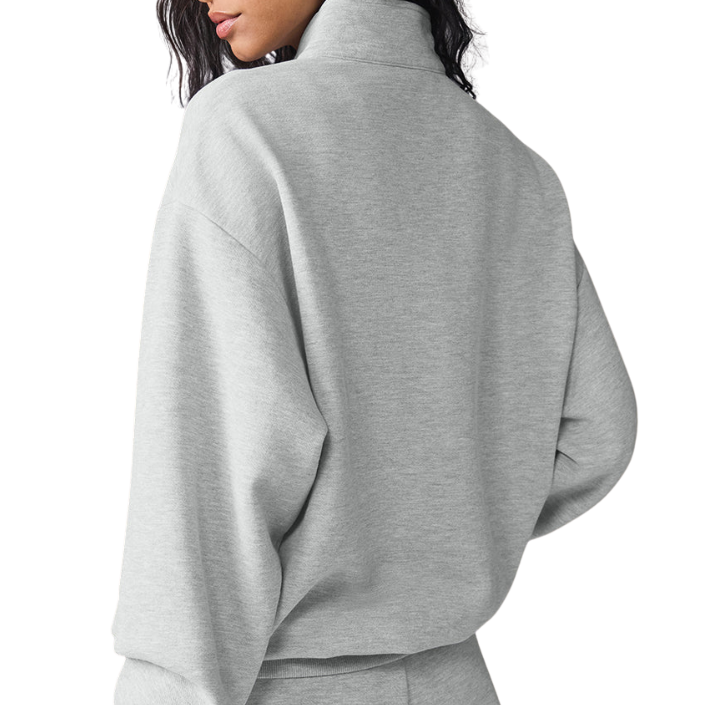 Alo Women Accolade 1/4 Zip Pullover - Athletic Heather Grey