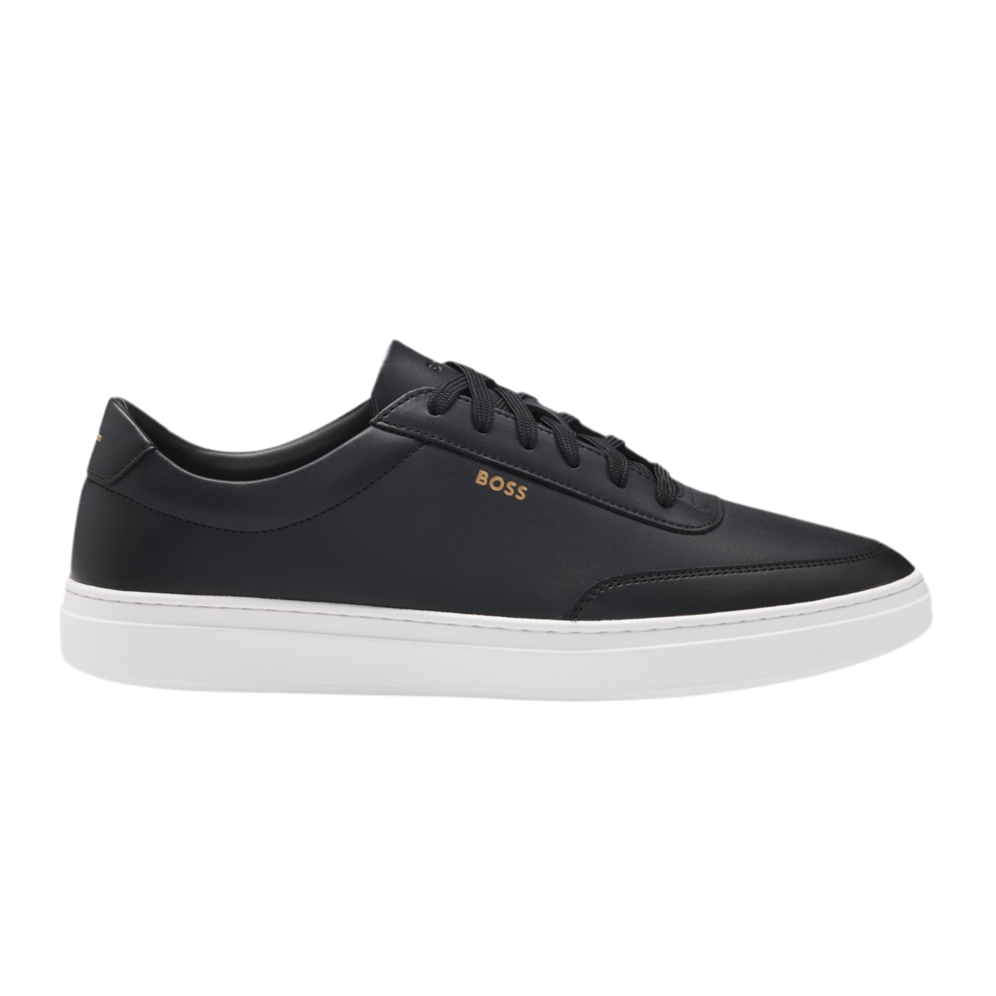 Hugo Boss Men Coated Leather Trainers - Black