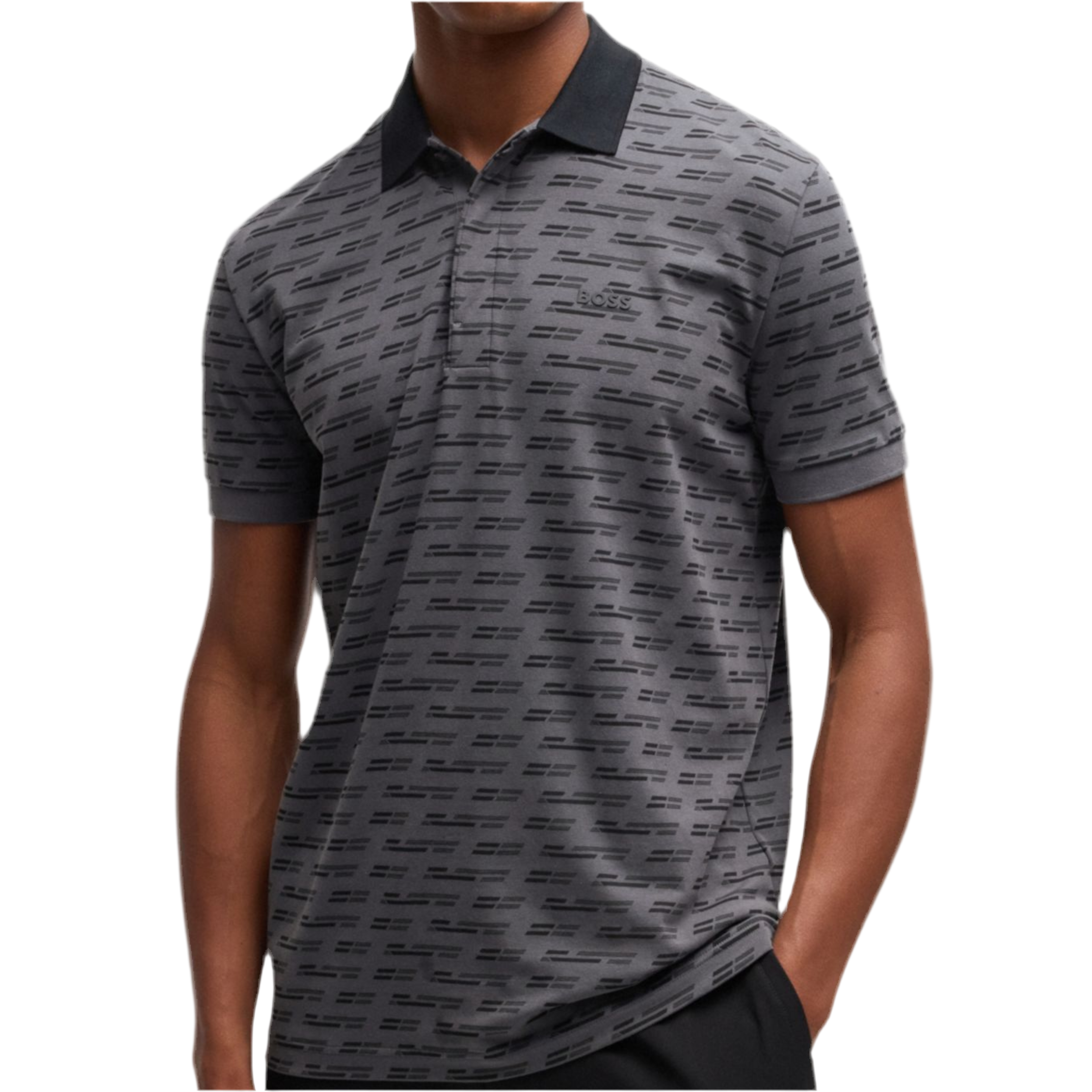 Hugo Boss Men Paddy Polo Shirt Printed - Dark Grey