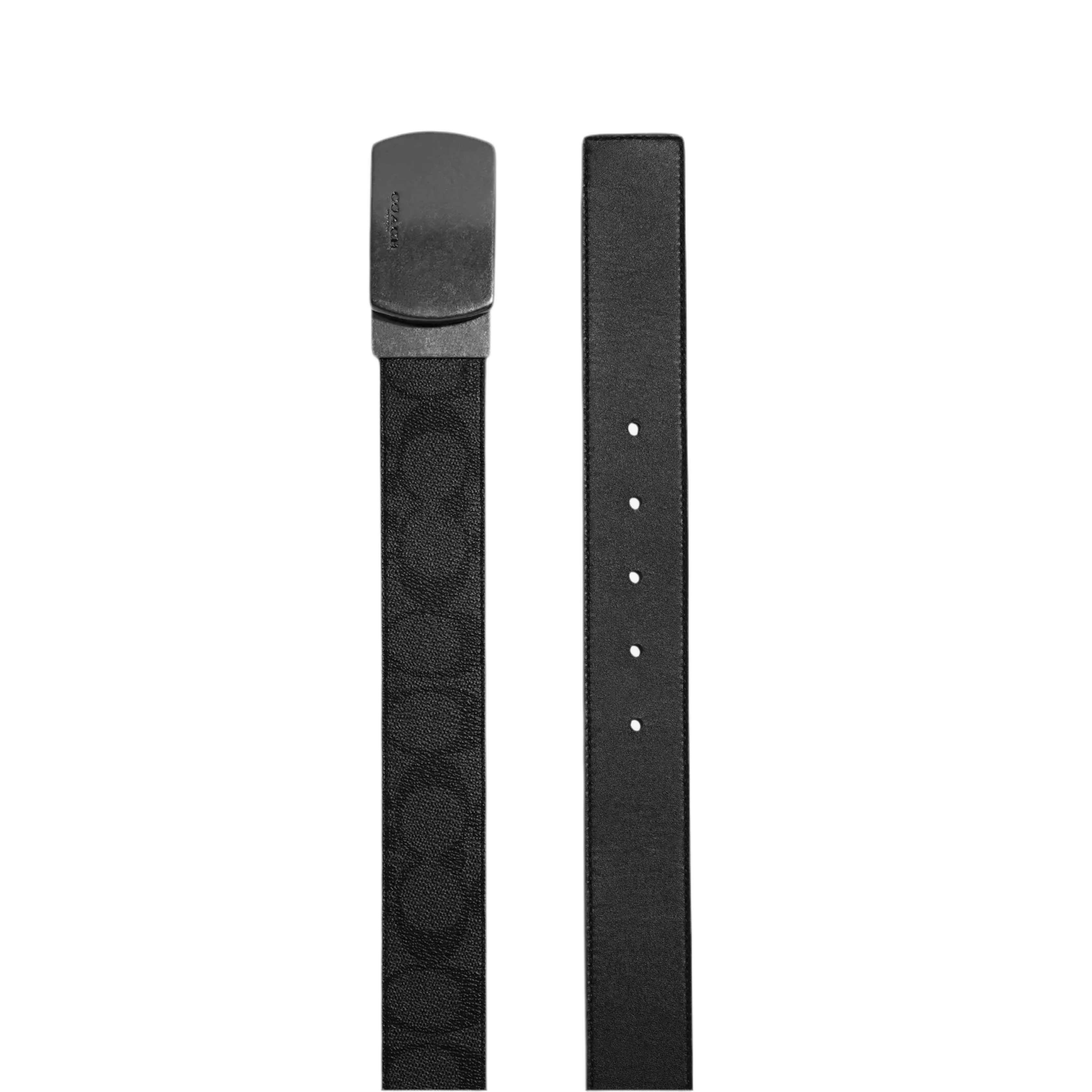 COACH Plaque Buckle Reversible Belt - Gunmetal Black