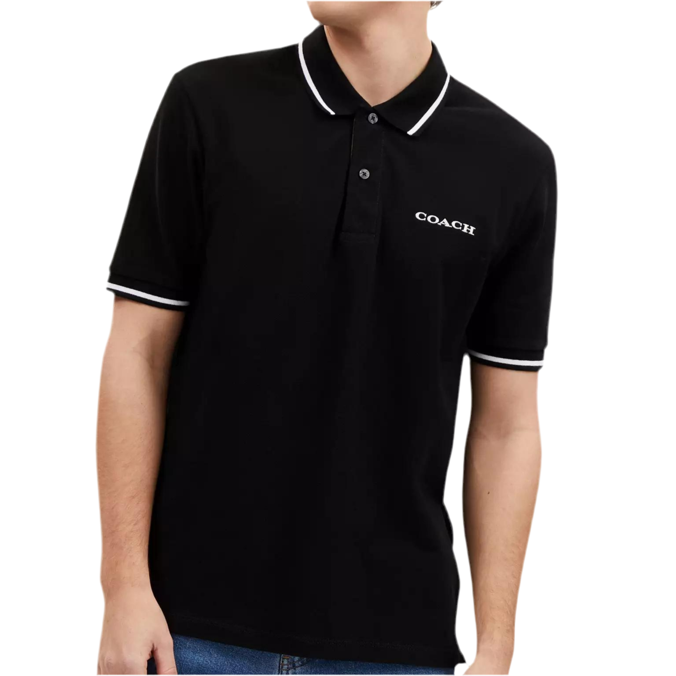 COACH Men Signature Polo - Black