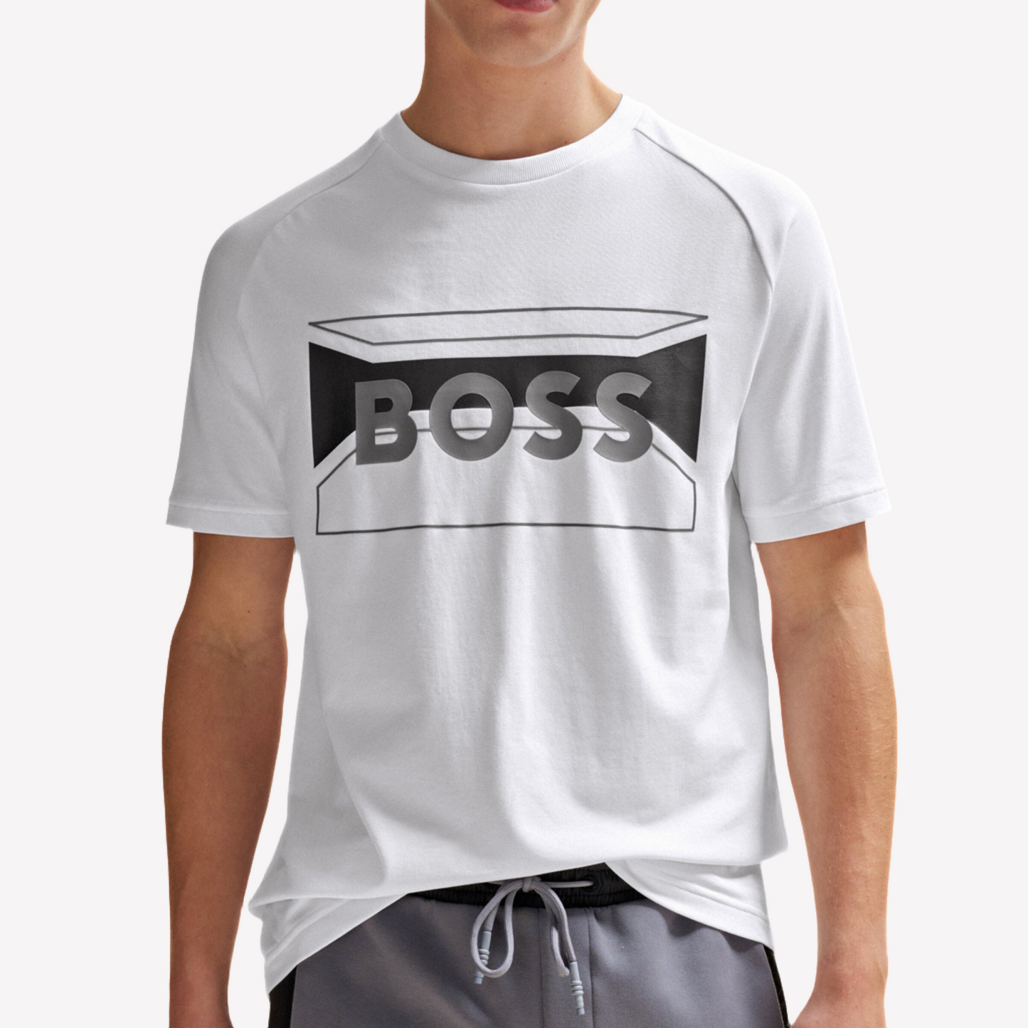 Hugo Boss Men Cotton Artwork T-Shirt - White