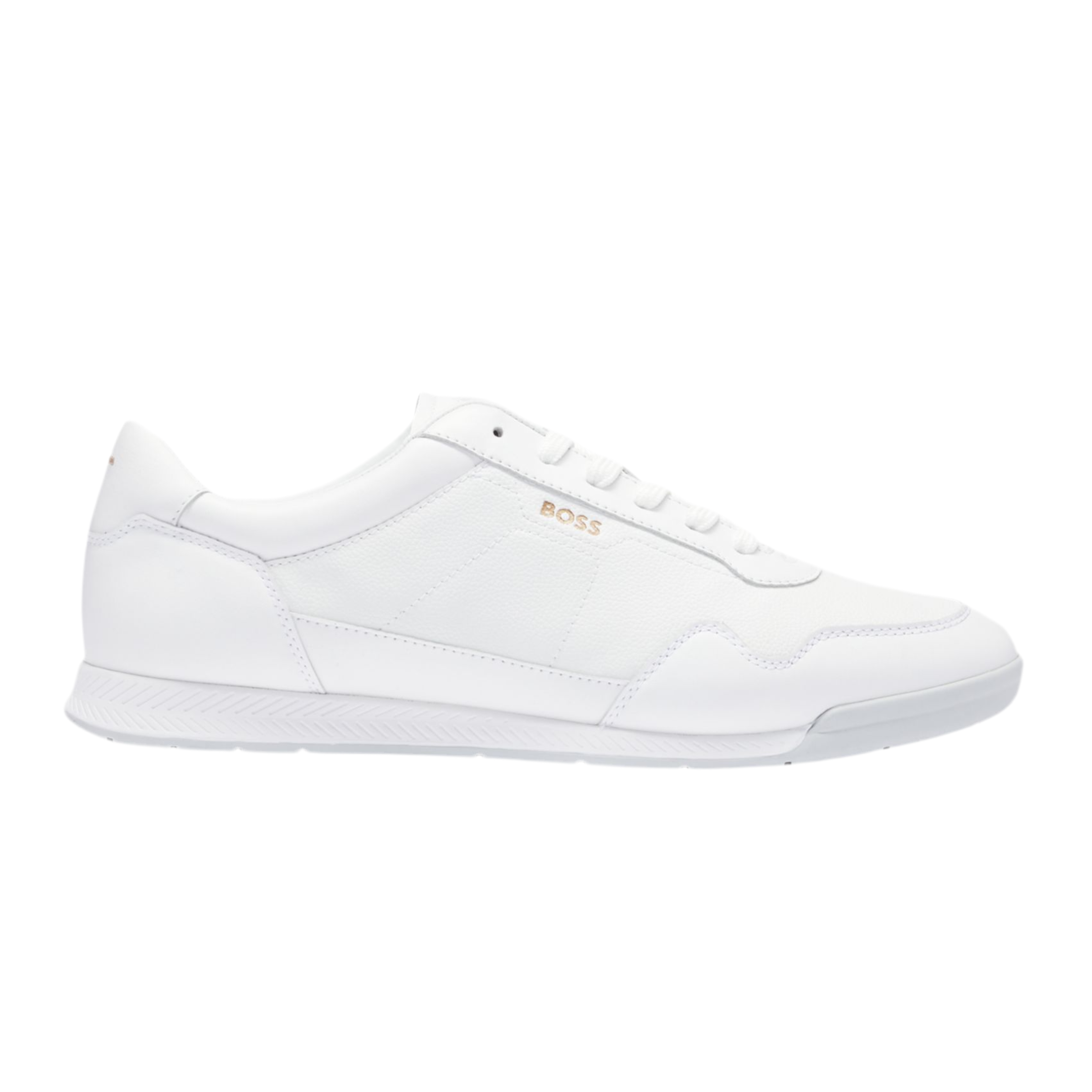 Hugo Boss Men Faux Leather Trainers Gold Tone - White