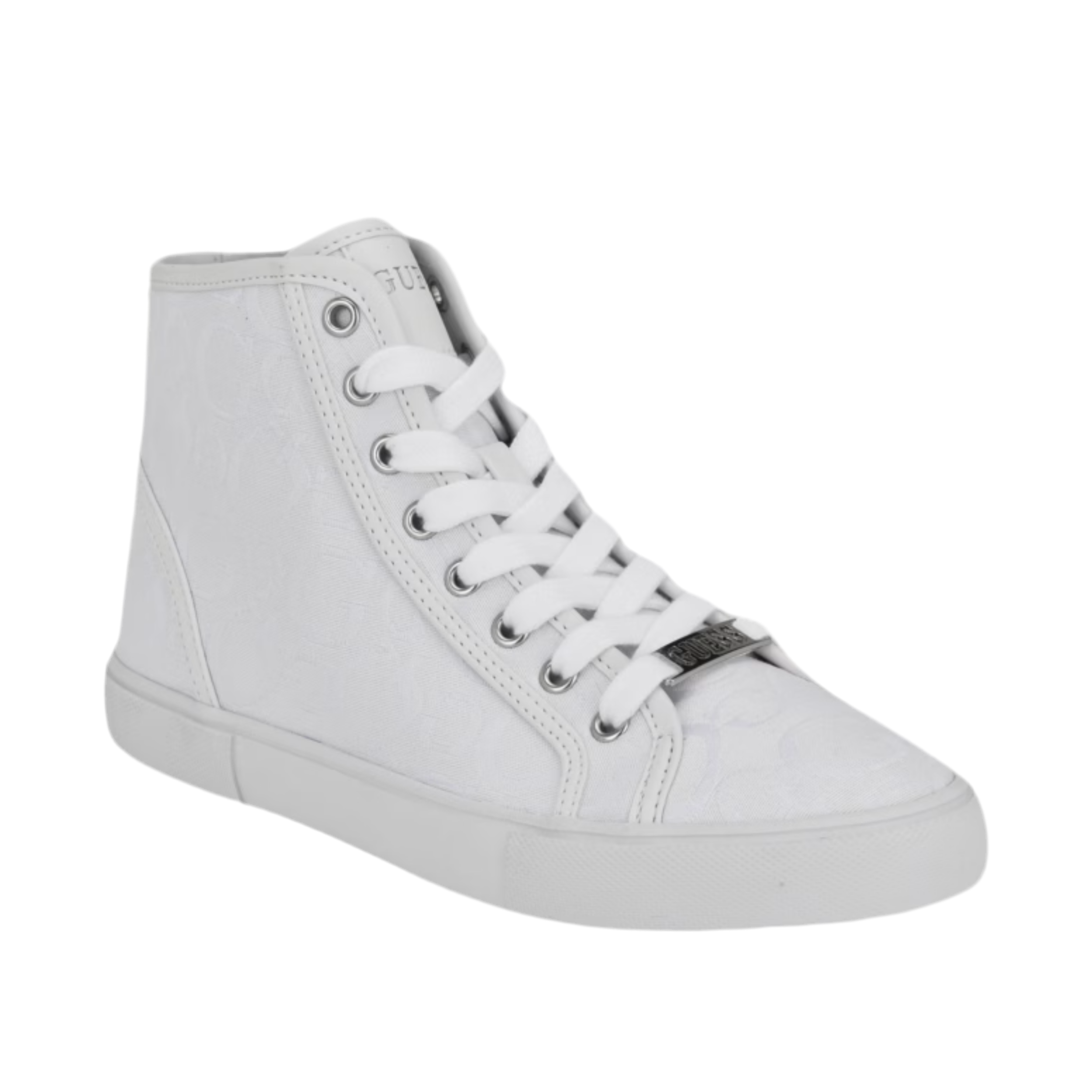 Guess Unisex Masons Canvas High-Top Sneakers - White