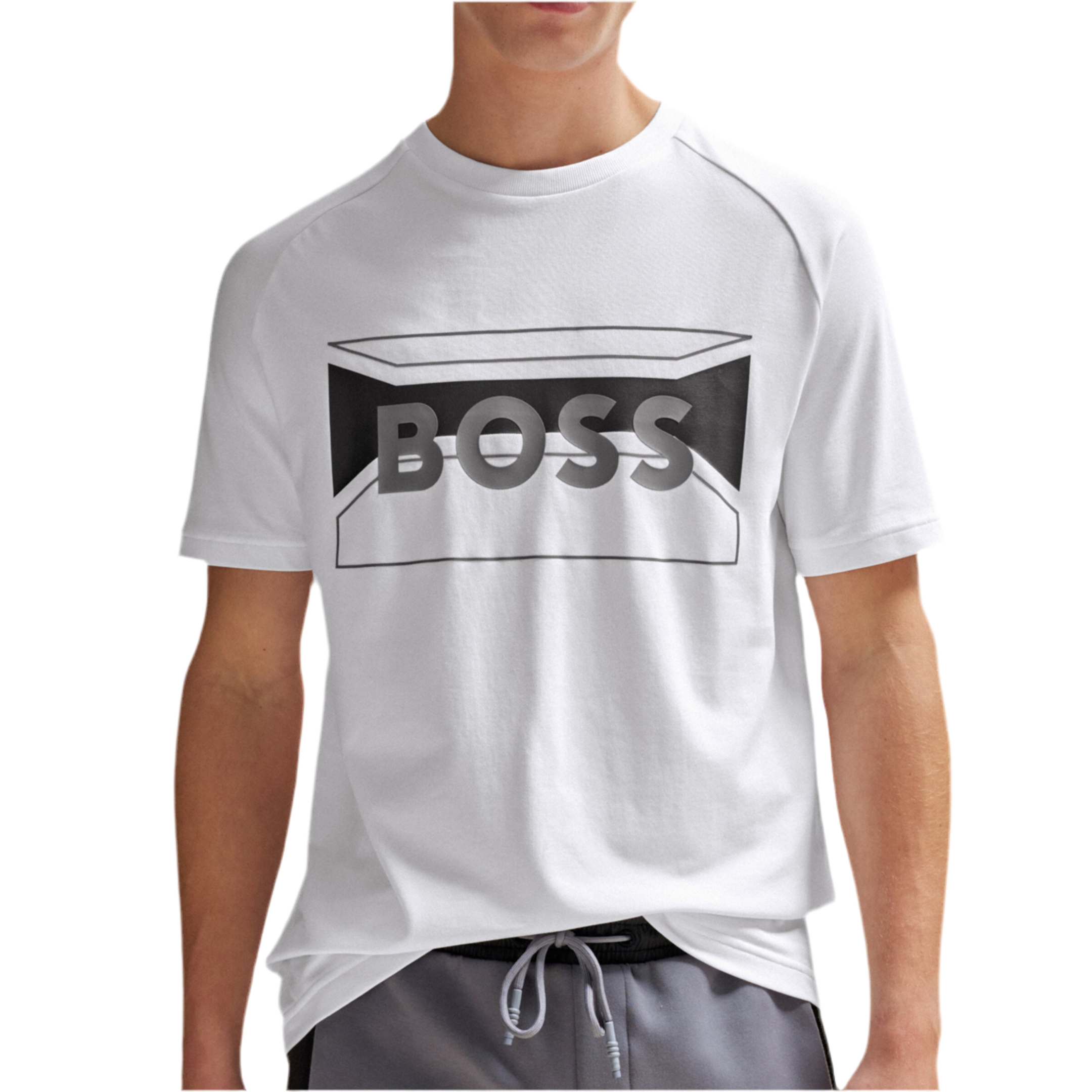 Hugo Boss Men Cotton Artwork T-Shirt - White