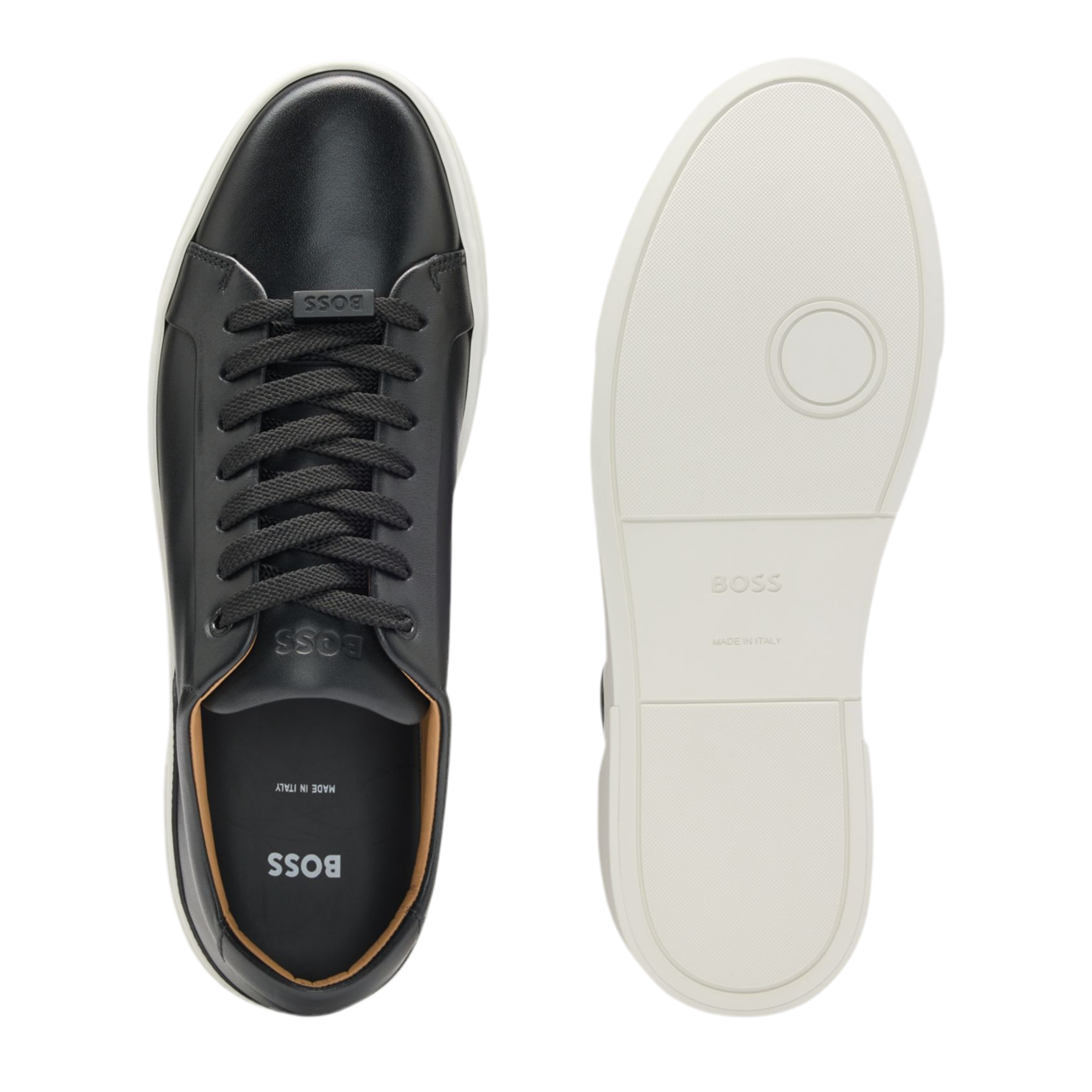 Hugo Boss Men Gary Leather Low-Top Trainers - Black