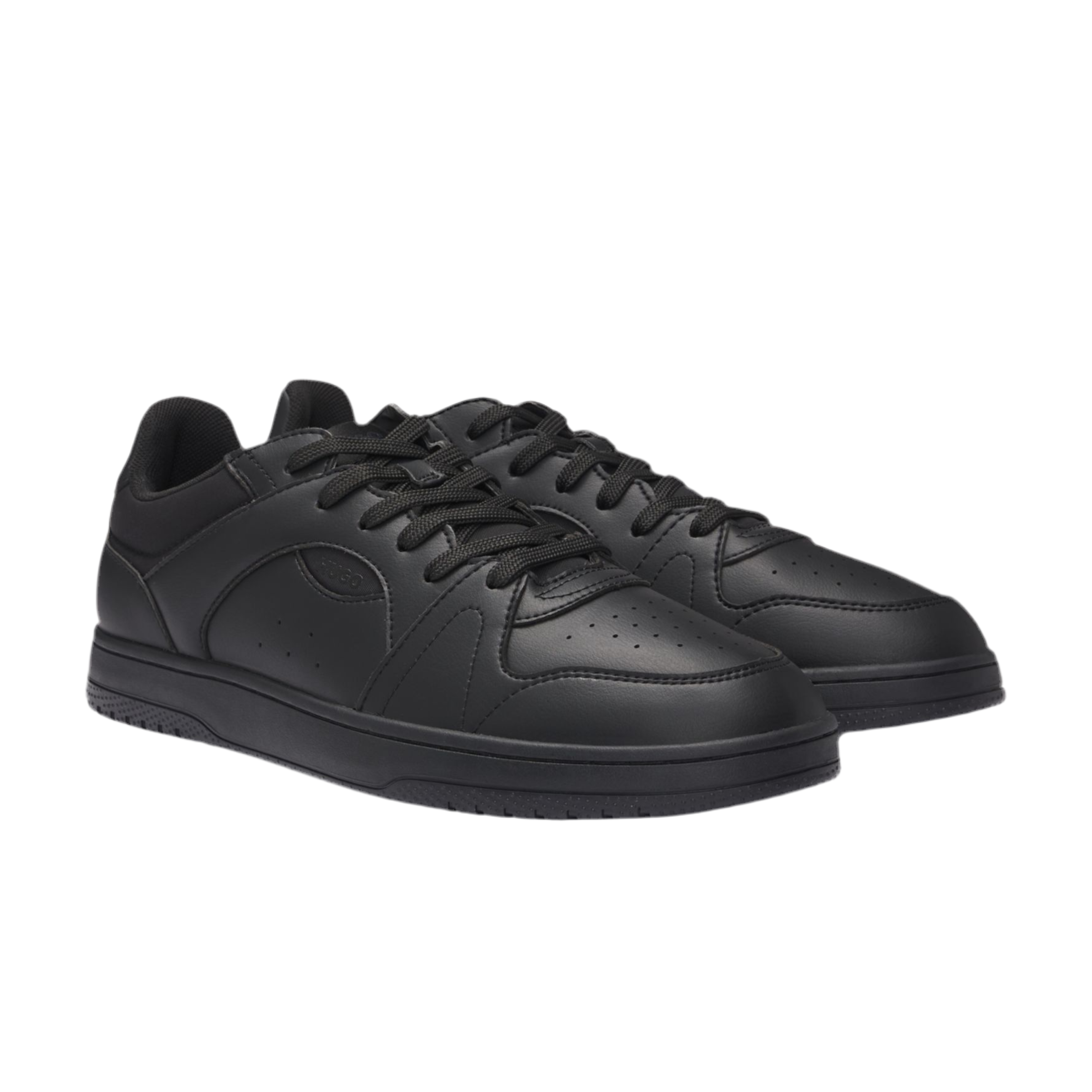 Hugo Boss Men Faux Leather Lace Up Trainers - Black