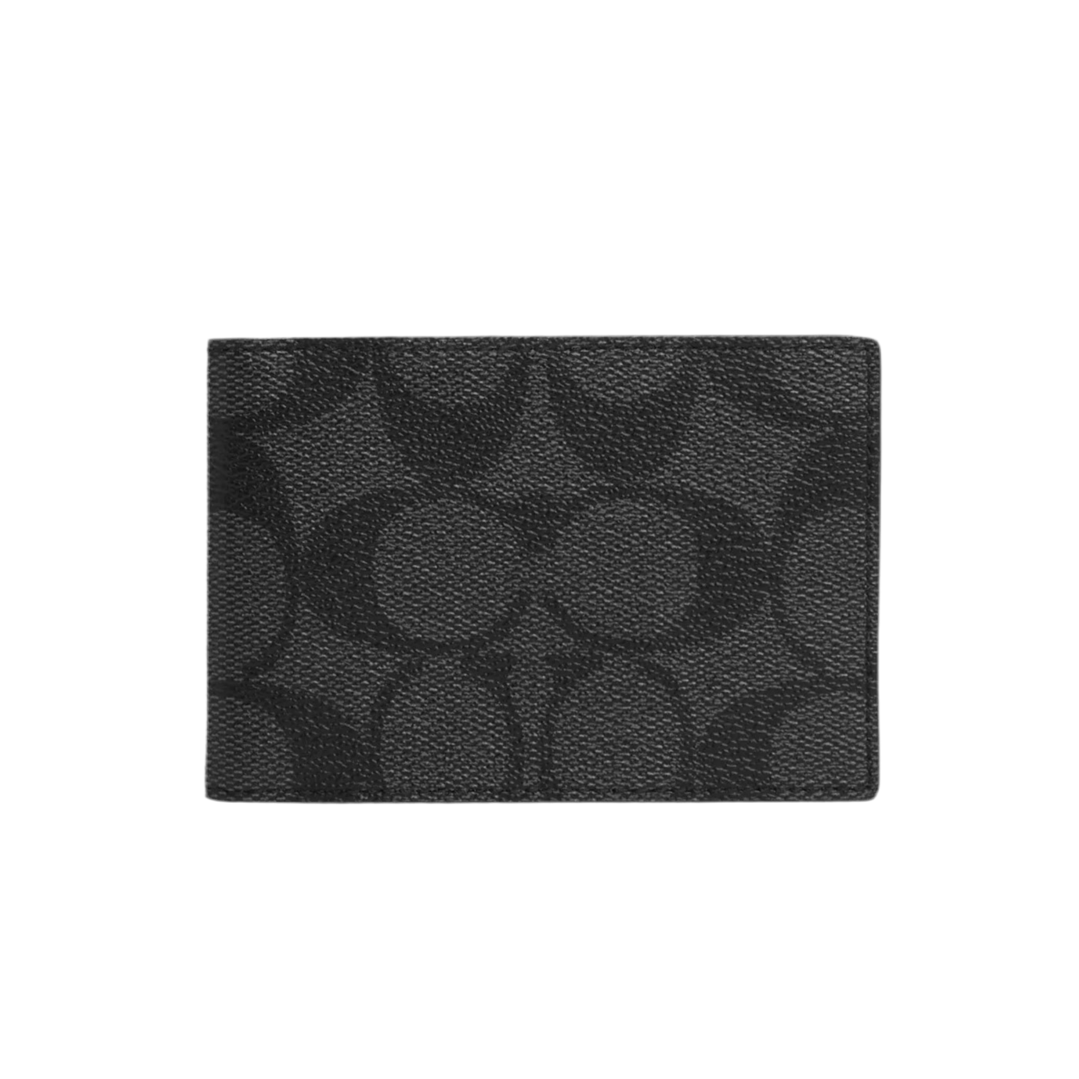 COACH Compact Bifold Wallet in Canvas - Black