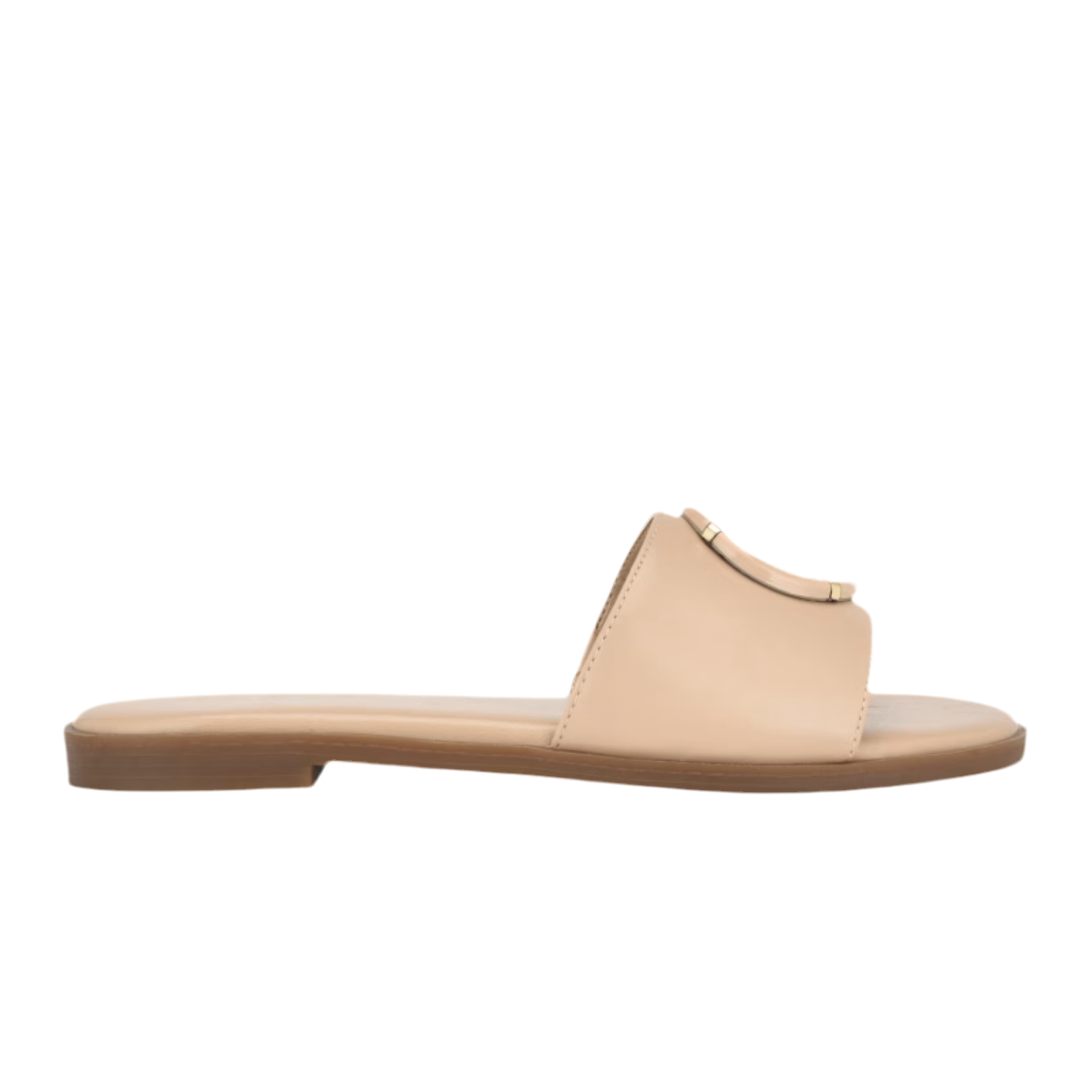Guess Women Magnify Faux-Leather Beach Slides - Beige