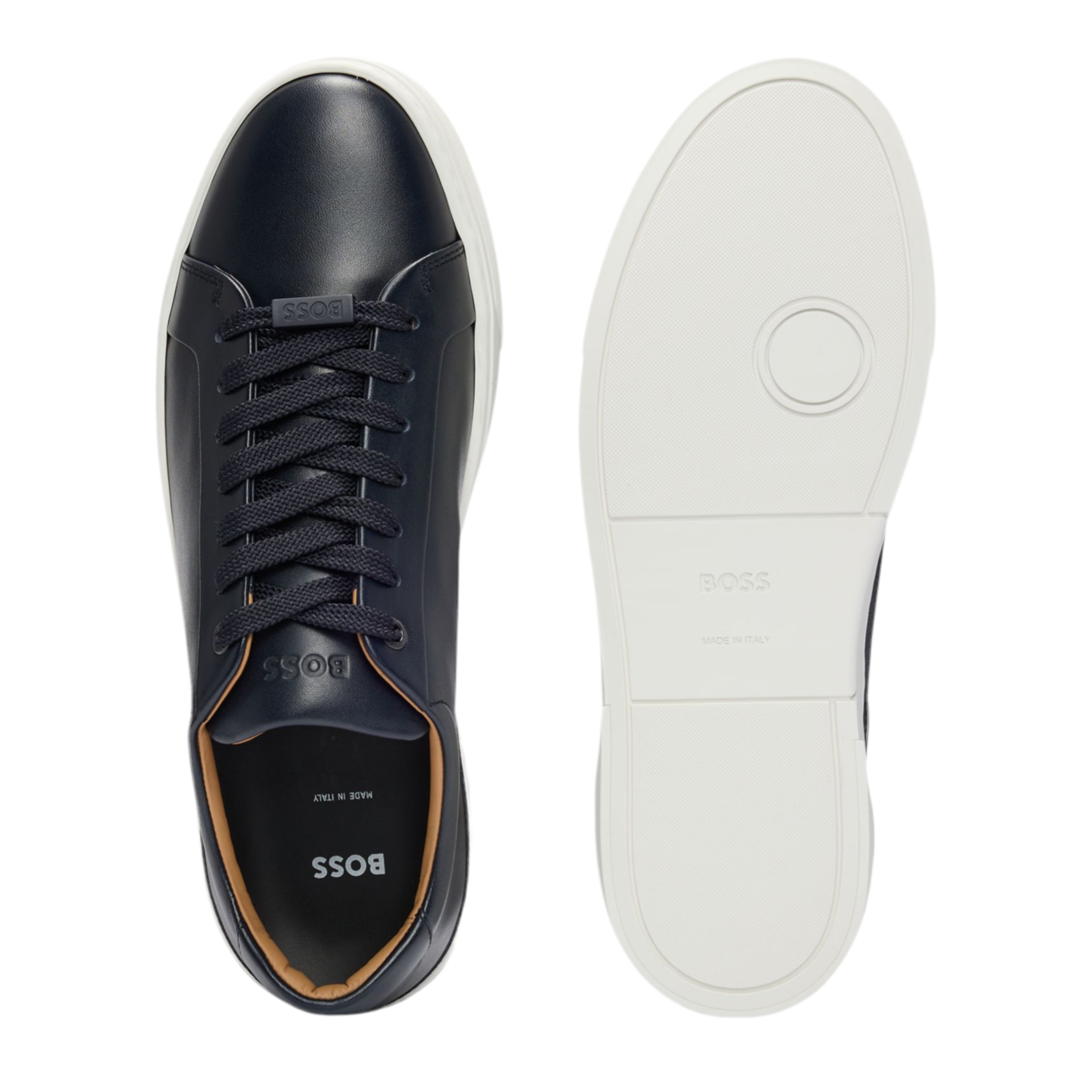 Hugo Boss Men Gary Leather Low-Top Trainers - Dark Blue