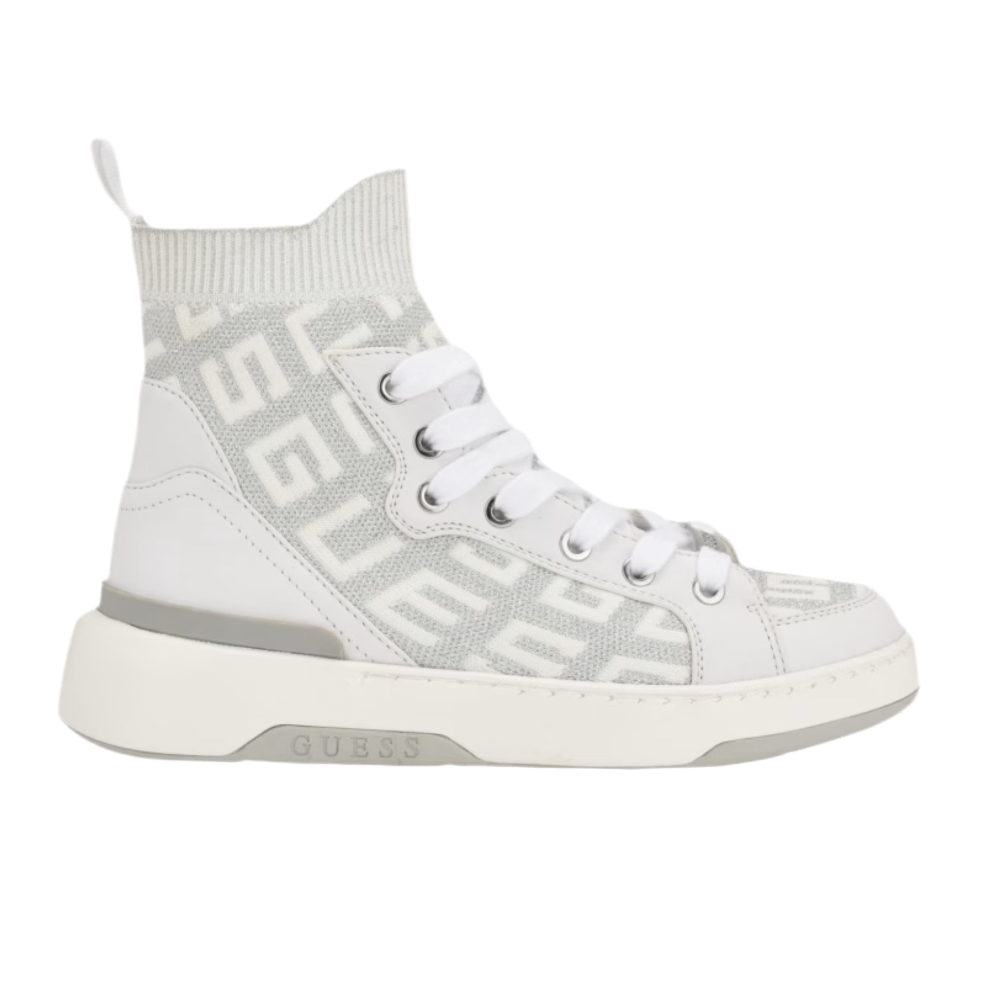 Guess Unisex Mannen Logo Knit High-Top Sneakers - Grey