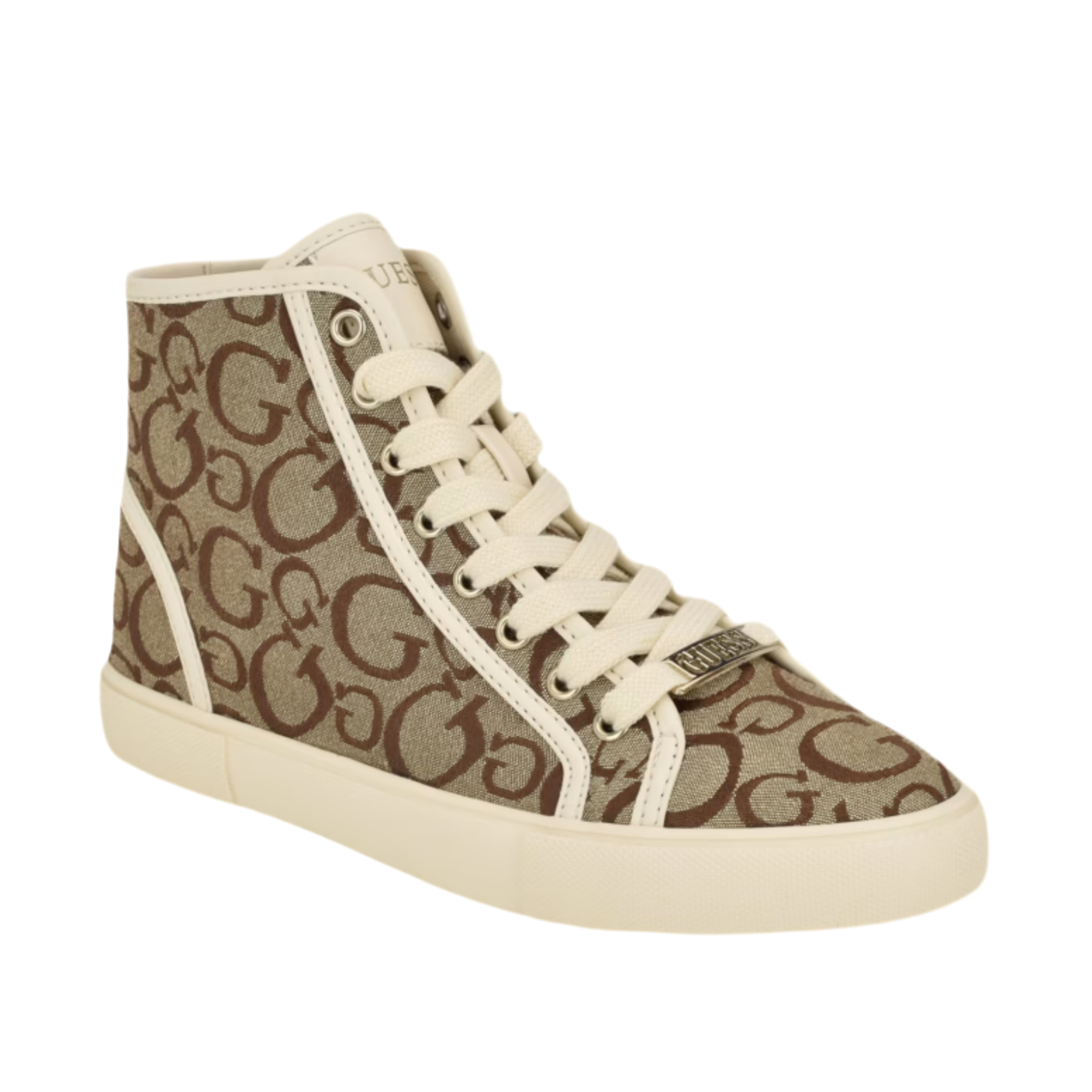 Guess Unisex Masons Canvas High-Top Sneakers - Brown