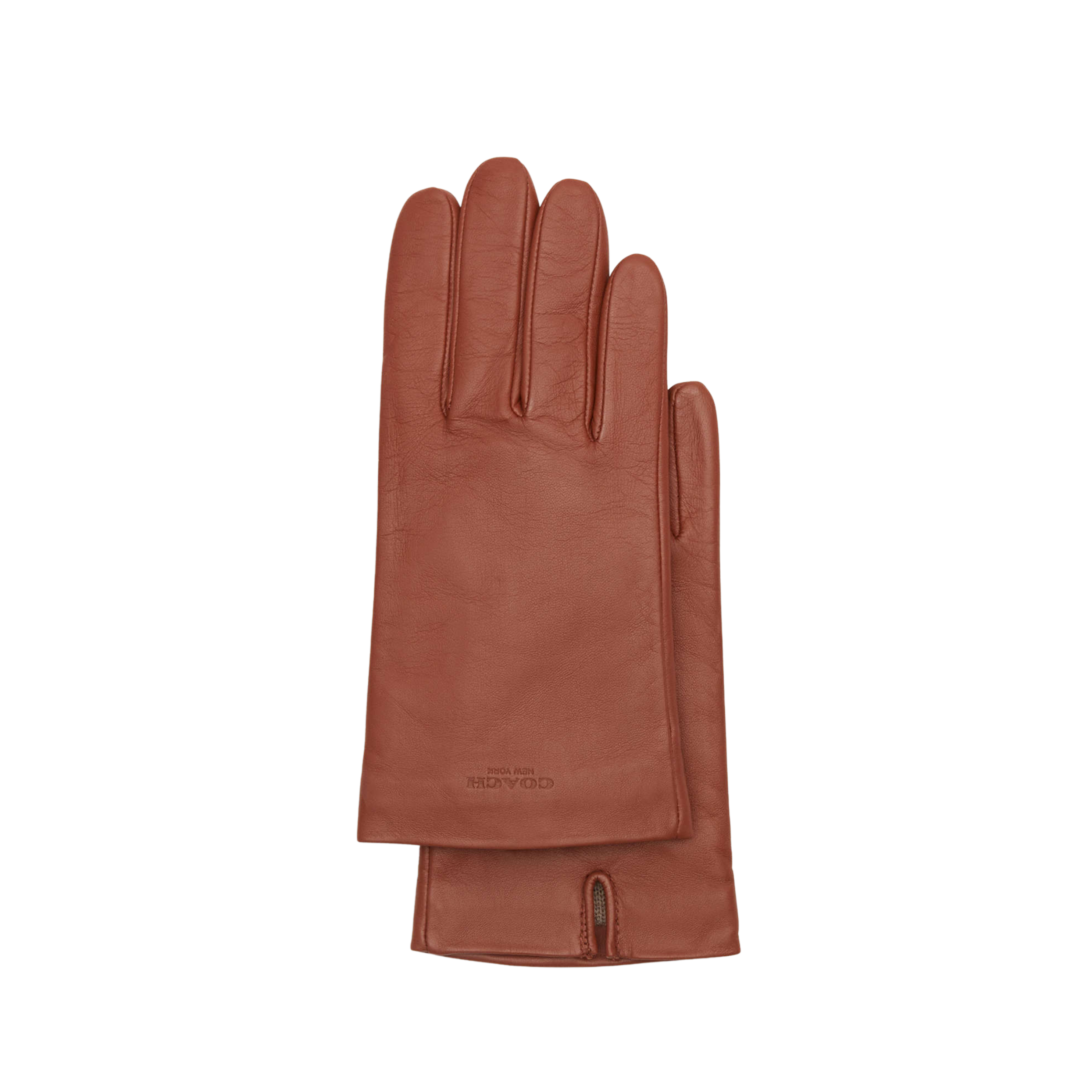 Coach Women's Leather Tech Gloves Out - Saddle