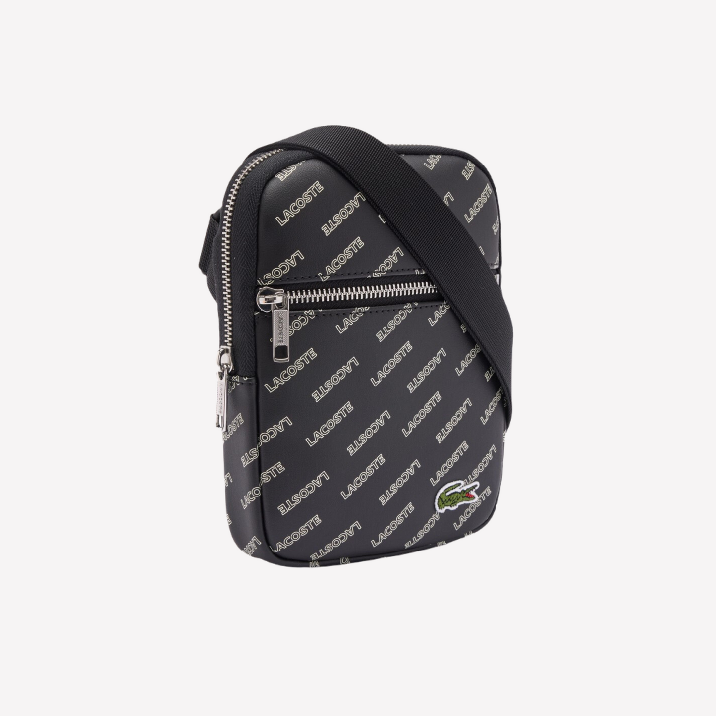 Lacoste LCST Logo Print Satchel - Black