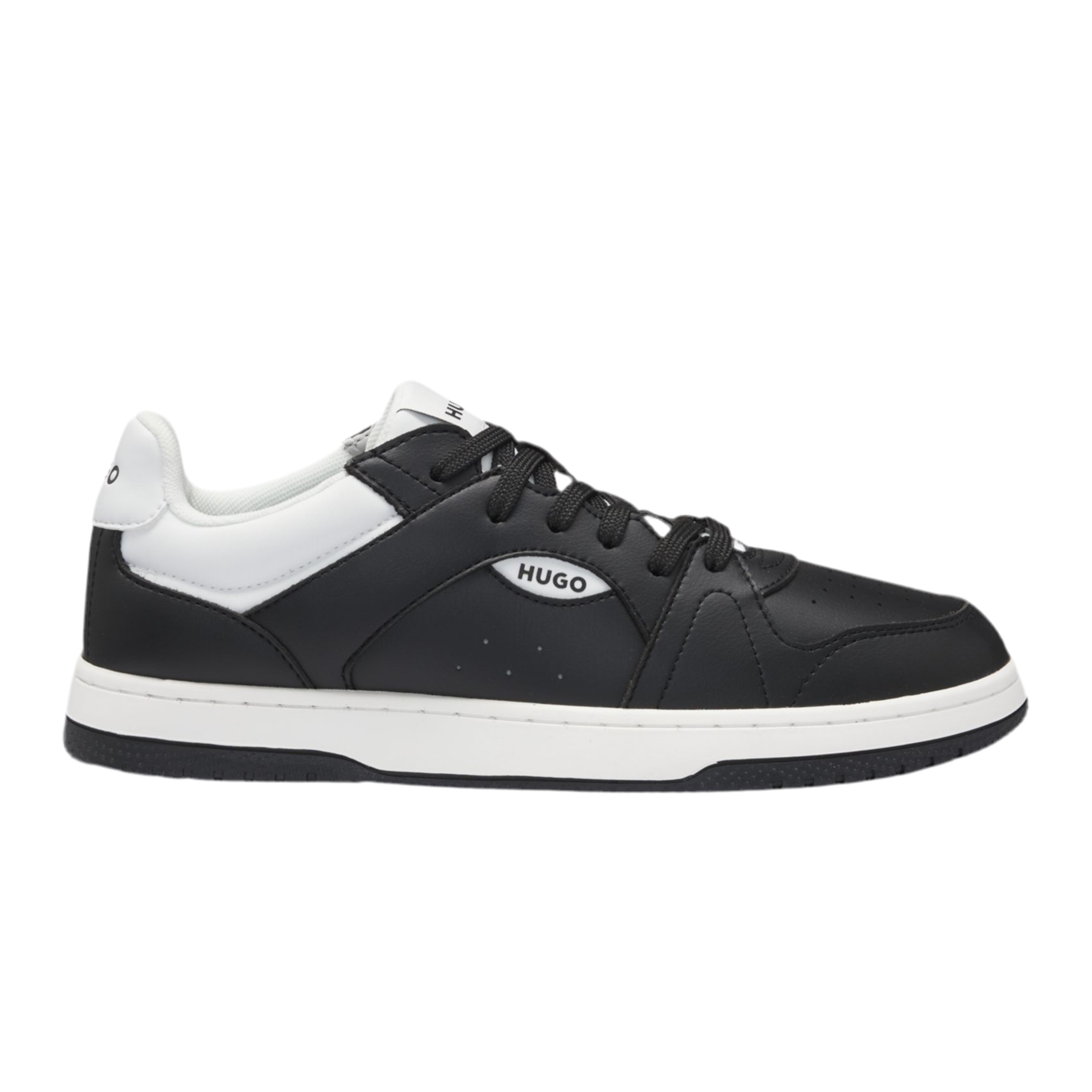 Hugo Boss Men Faux Leather Lace Up Trainers - Dark Grey