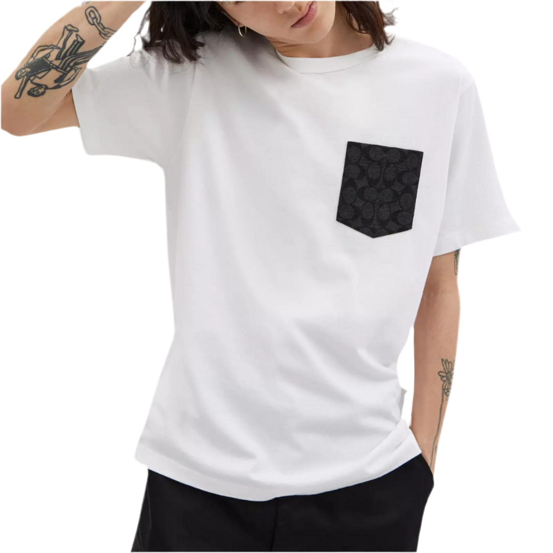 COACH Men Essential Pocket T Shirt -  White