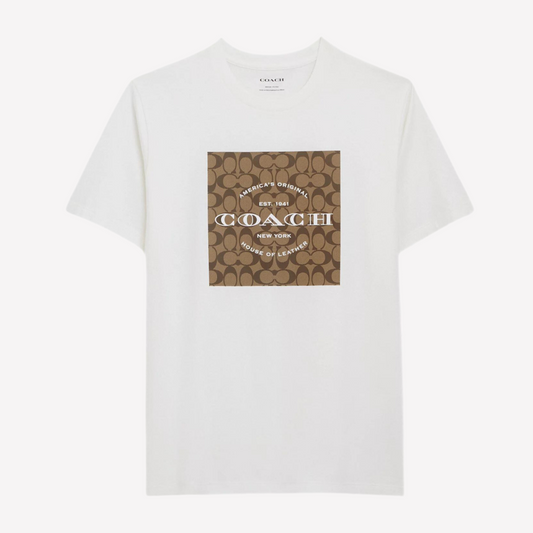 COACH Men Signature Square T Shirt In Organic Cotton - White