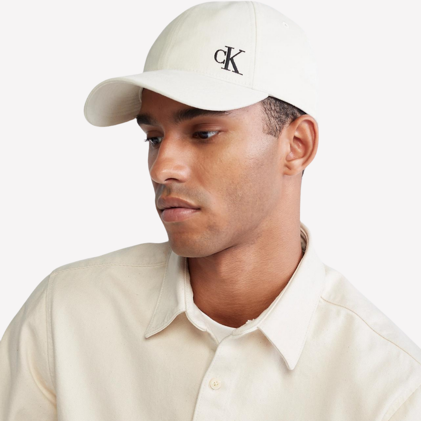 Calvin Klein Unisex Brushed Cotton Twill Logo Baseball Cap -  Bone White