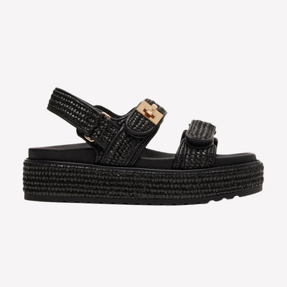 Steve Madden Women Bigmona Sandal - Black Raffia