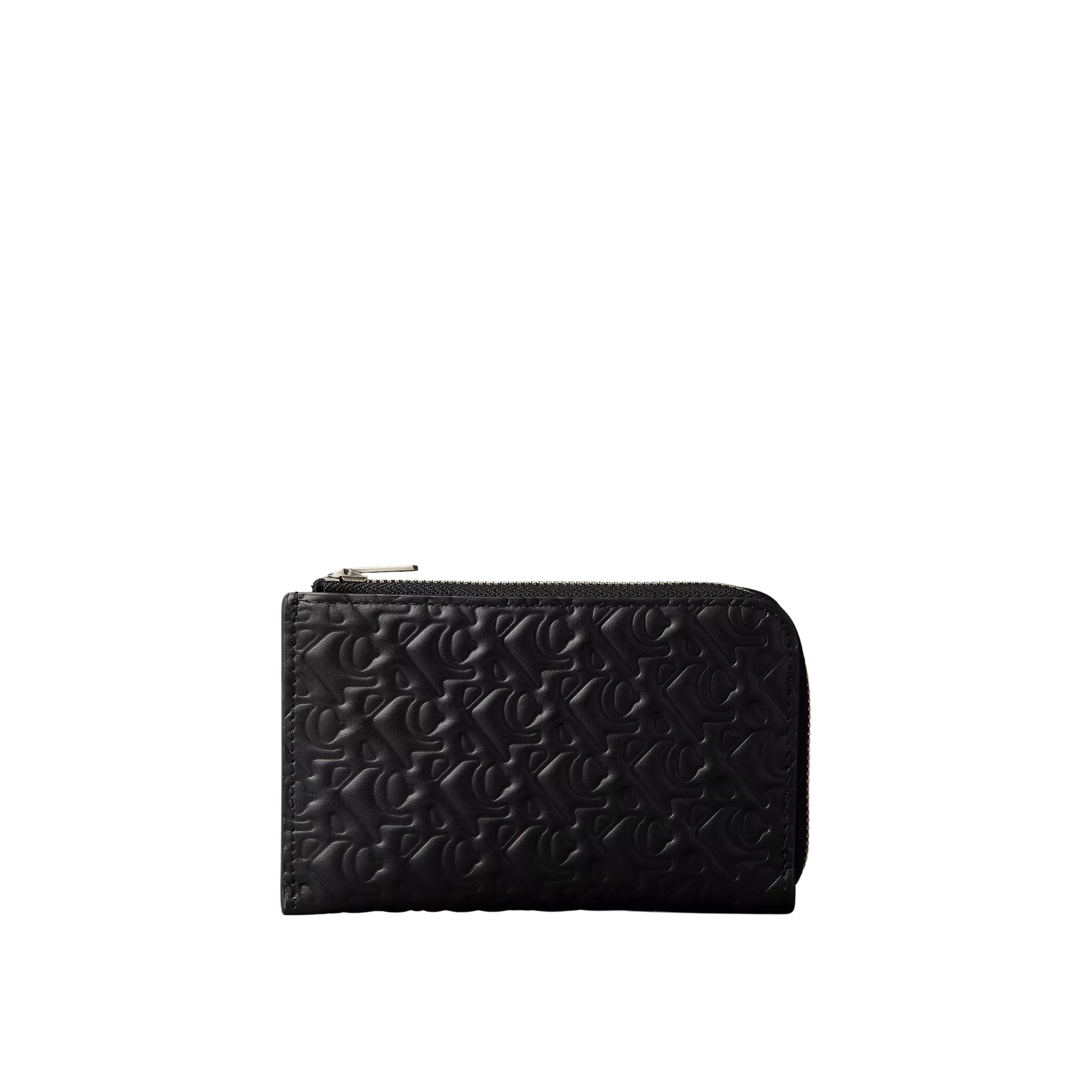 Calvin Klein Women Embossed Allover Monogram Zip Wallet - Black