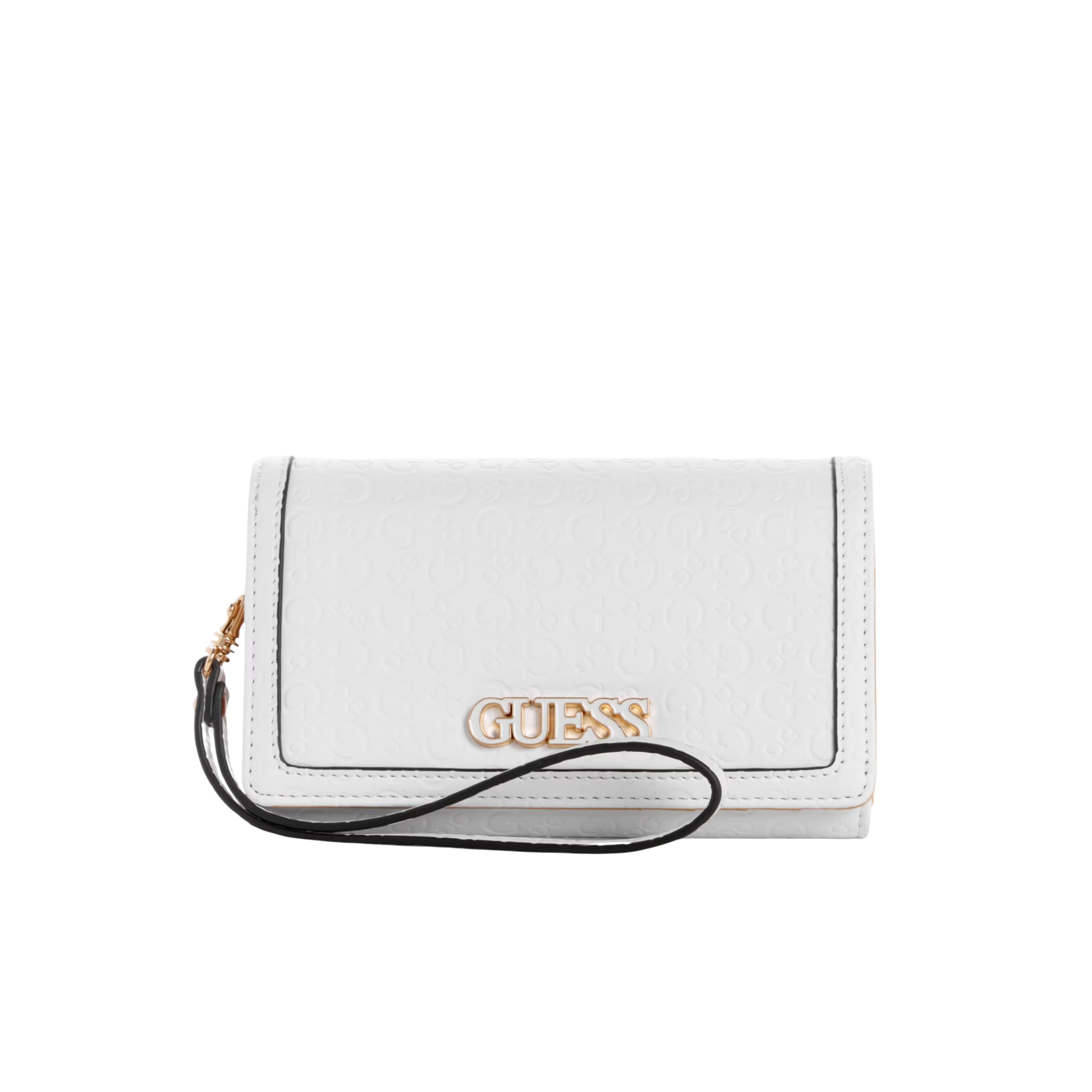 GUESS Women Zakaria Debossed Logo Phone Organizer - White