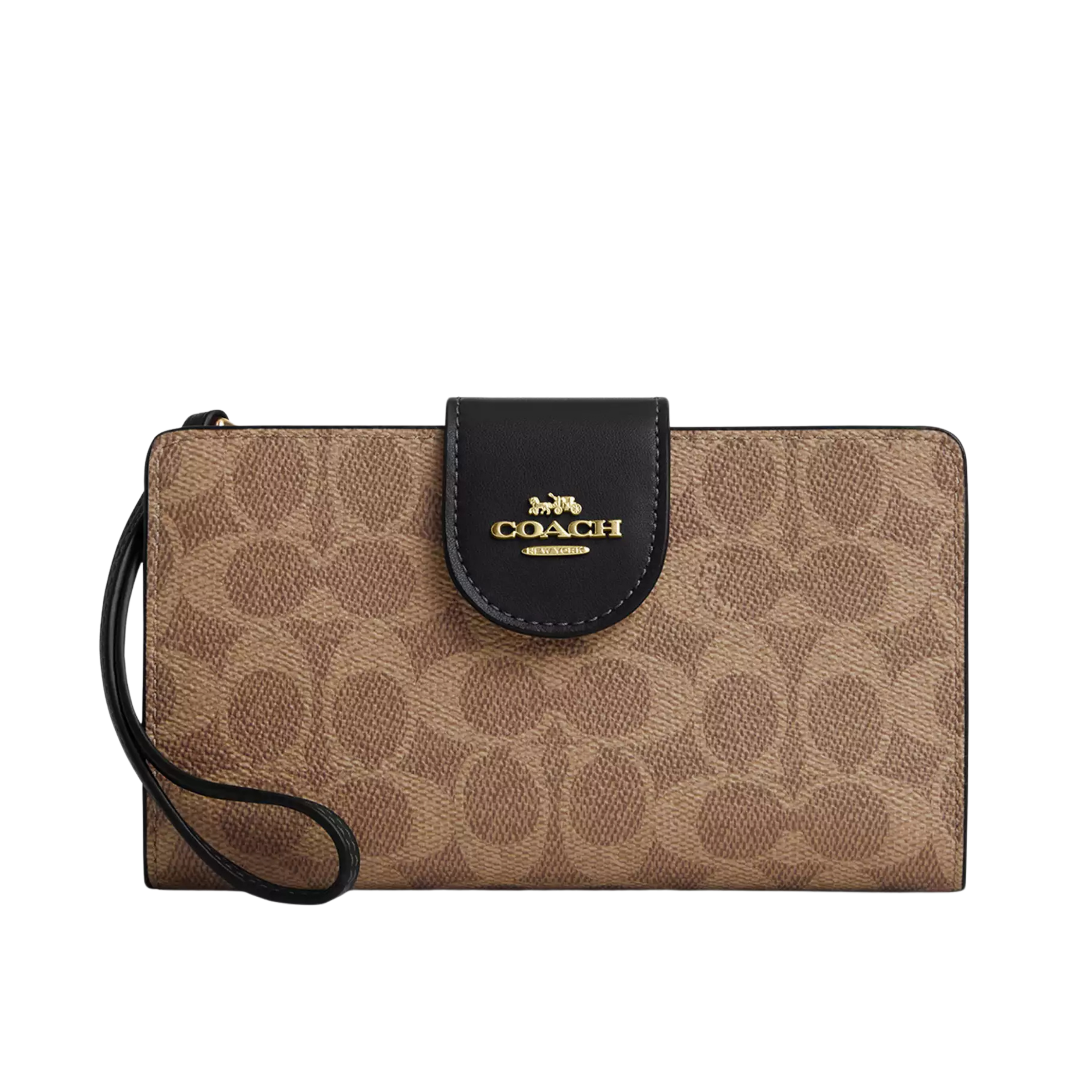 COACH Women Phone Wallet - Gold Tan Black
