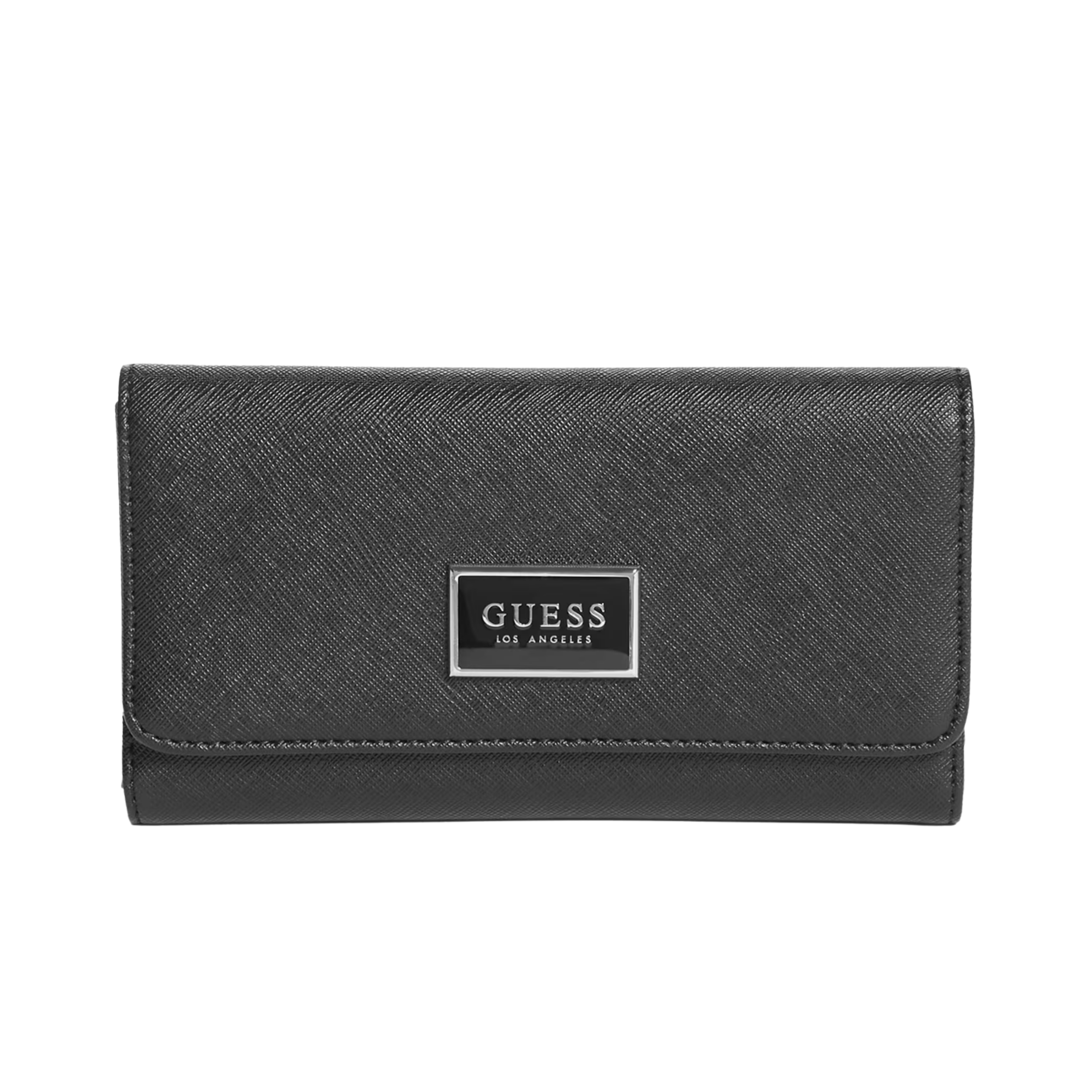 GUESS Women Abree Logo Saffiano Slim Wallet - Black