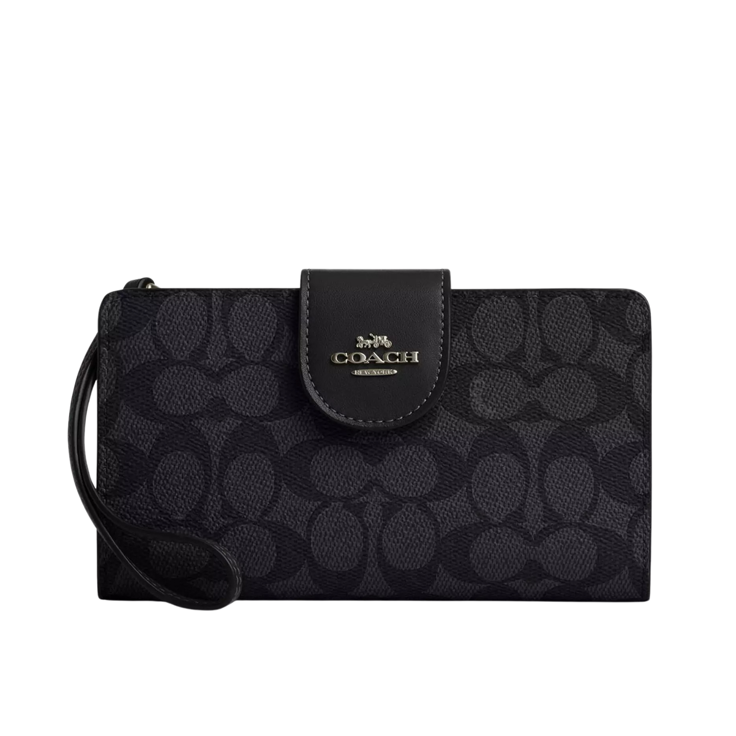 COACH Women Phone Wallet - Gunmetal Charcoal Black