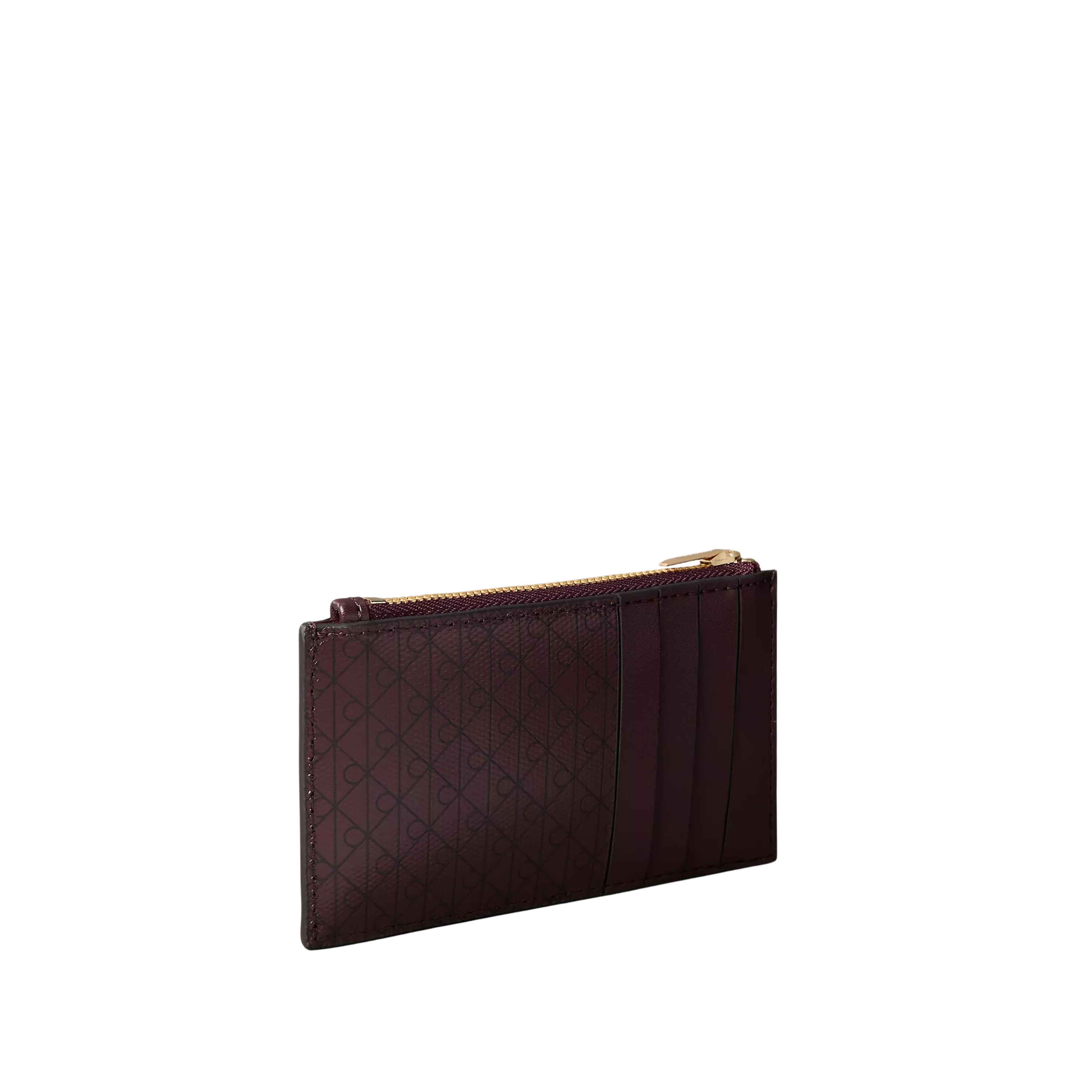 Calvin Klein Women Allover Emblem Logo Top Zip Card Case - Fudge