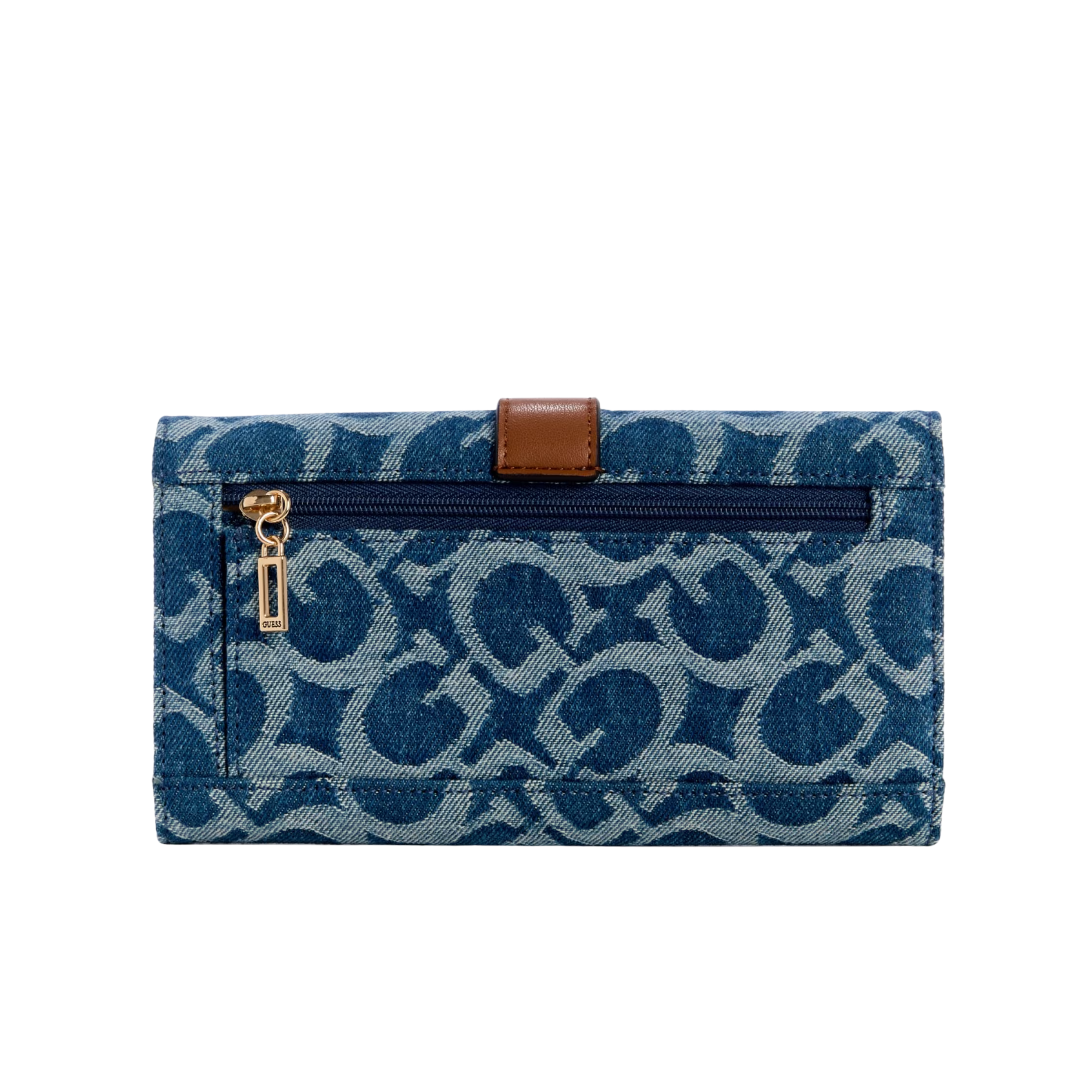 GUESS Women Kaline Denim Logo Slim Clutch Wallet - Blue
