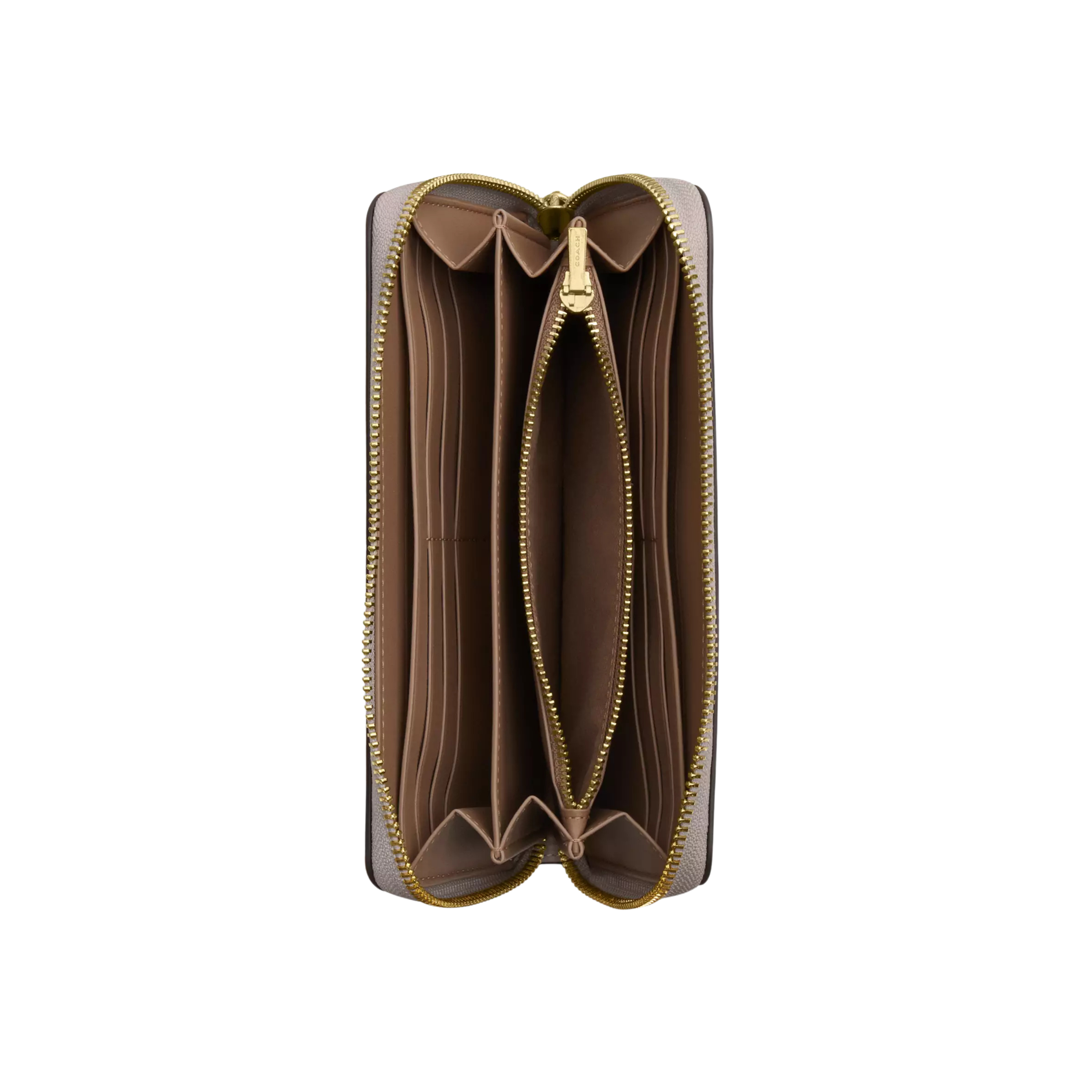 COACH Women Long Zip Around Wallet - Gold Grey Birch