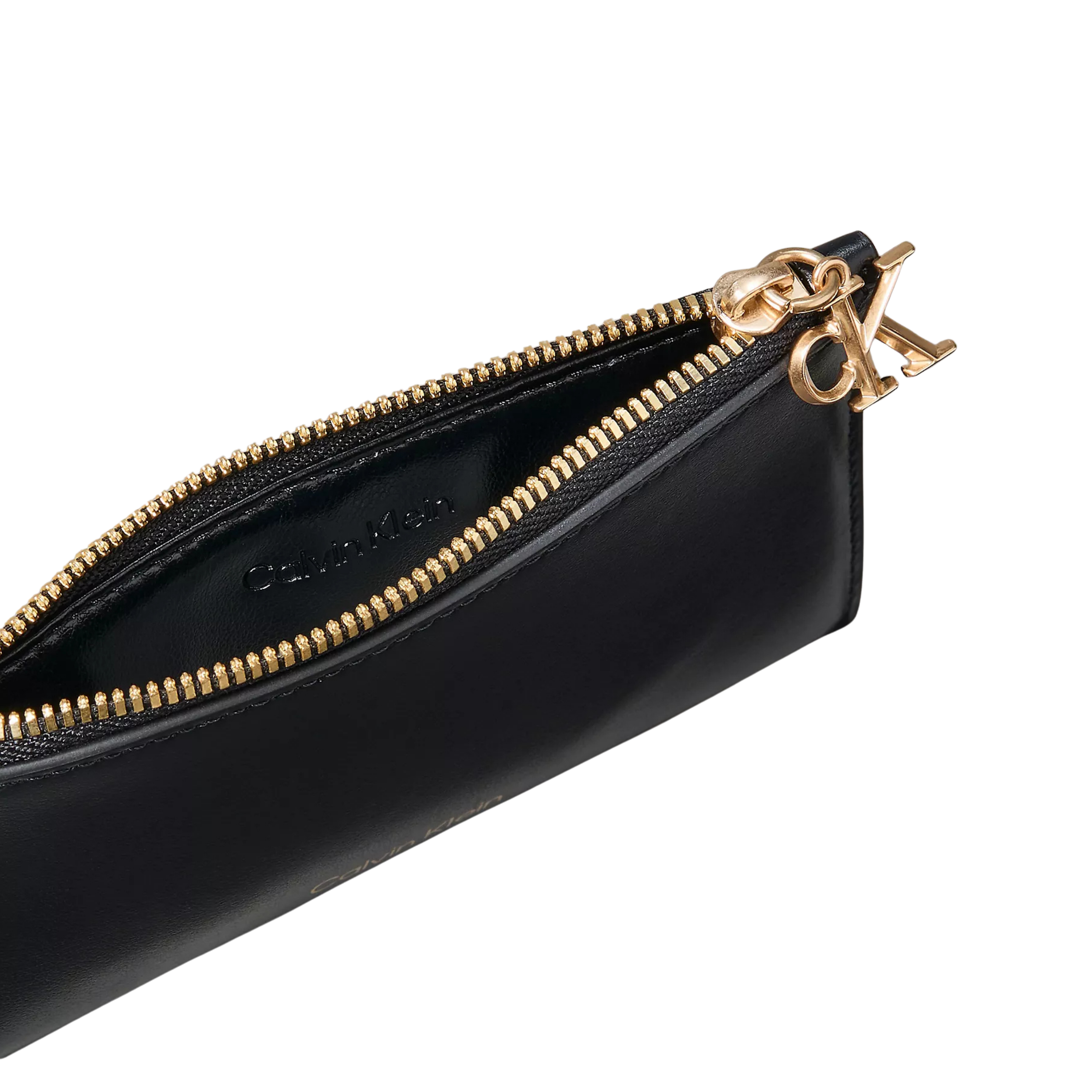 Calvin Klein Women Leather Zip Card Case - Black