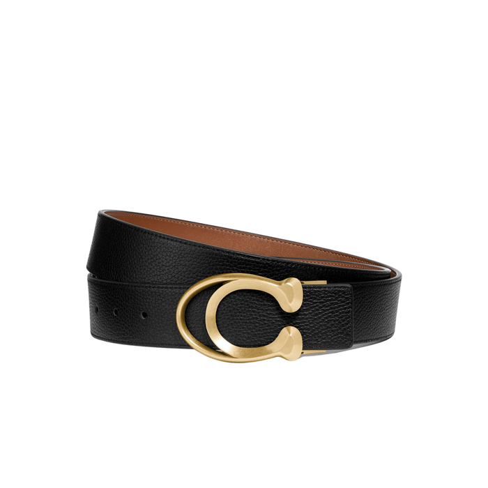 Coach Men Outline C Buckle Cut-To-Size Belt 38 Mm - Black Saddle