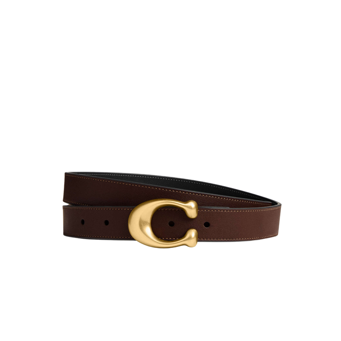 Coach Women Sculpted C Buckle Reversible Belt 25 Mm - Brass Maple Black