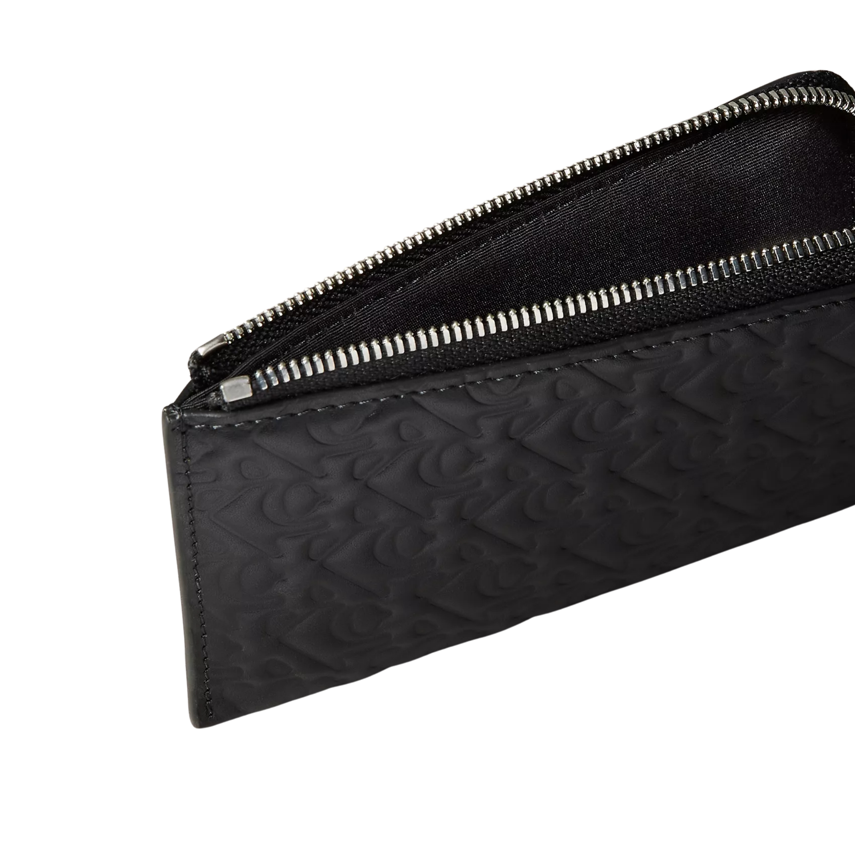 Calvin Klein Women Embossed Allover Monogram Zip Wallet - Black