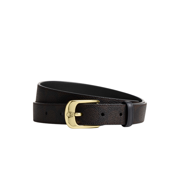 Coach Women C Harness Buckle Belt 25 Mm - Gold Walnut Black