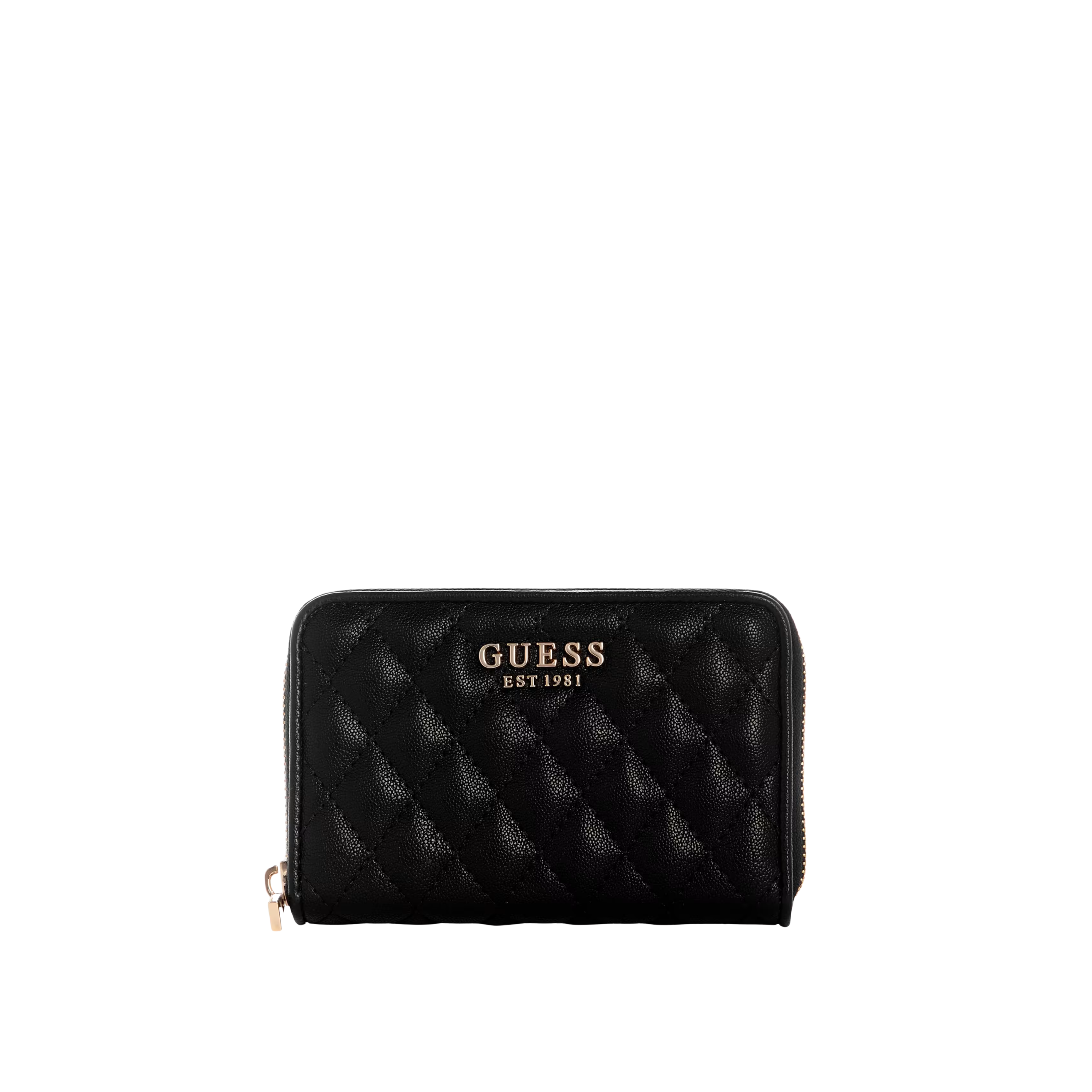 Guess Women Atabey Quilted Medium Zip Around Wallet - Black