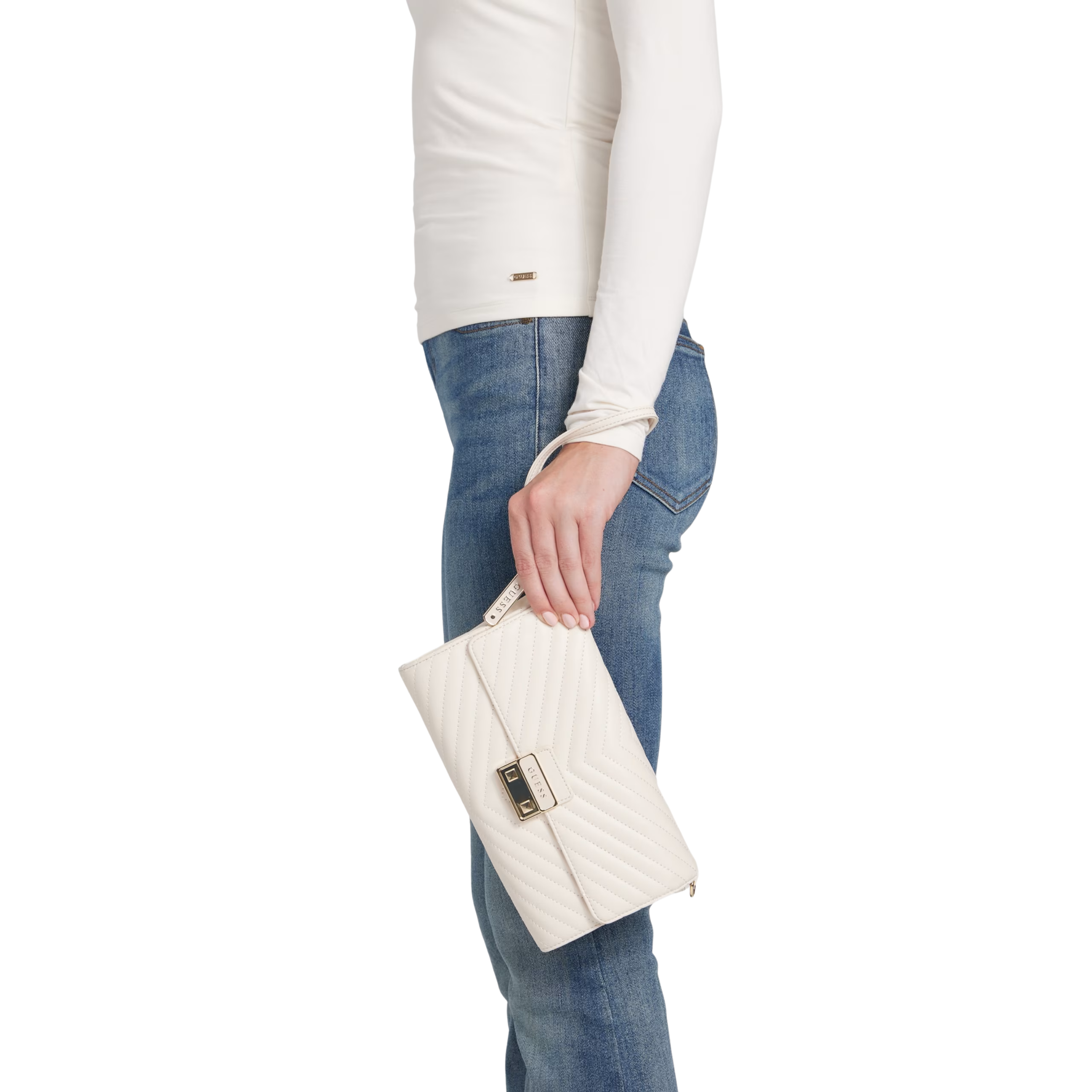 GUESS Women Elise Clutch - White