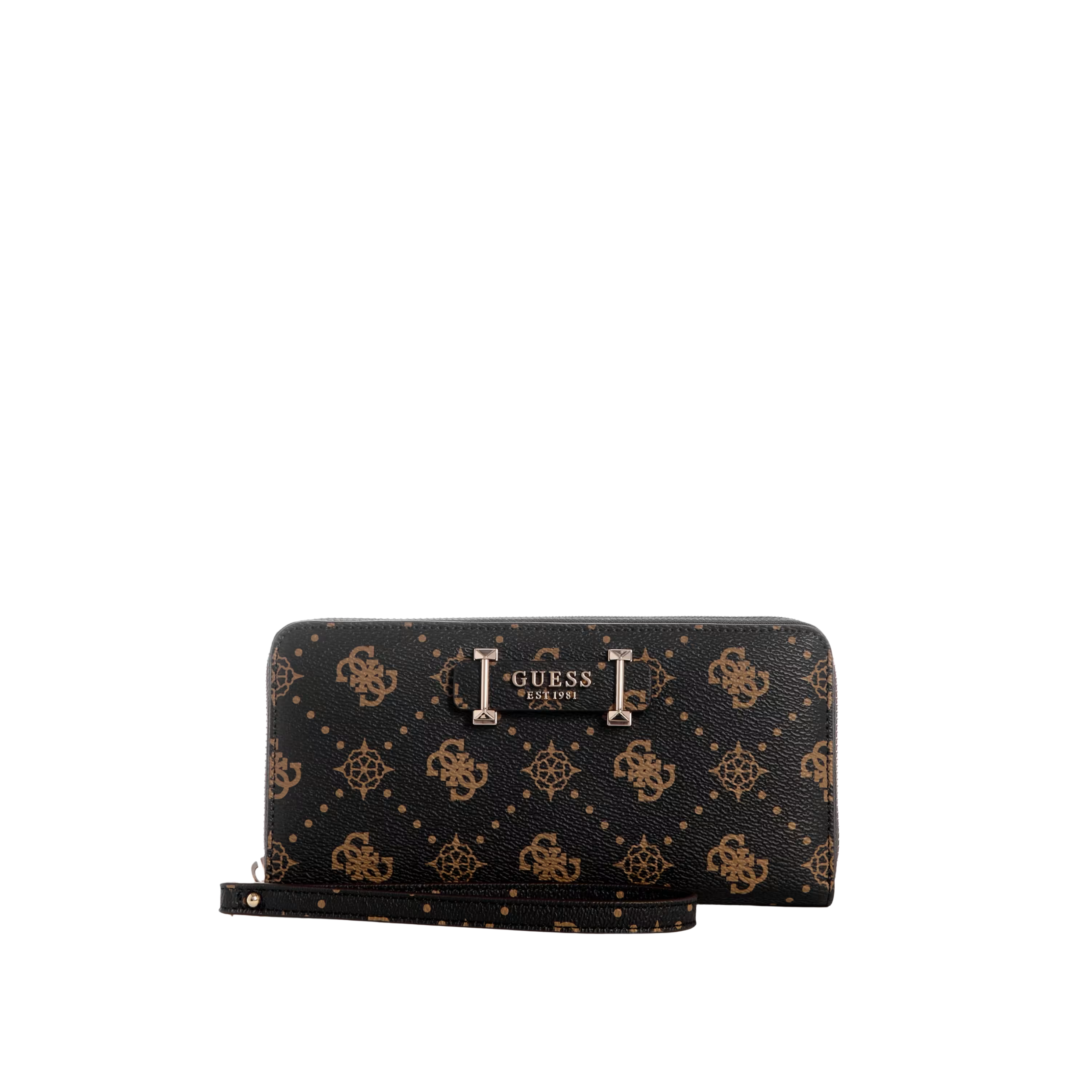 Guess Women Carrie Quattro G Large Zip Around Wallet - Espresso Logo
