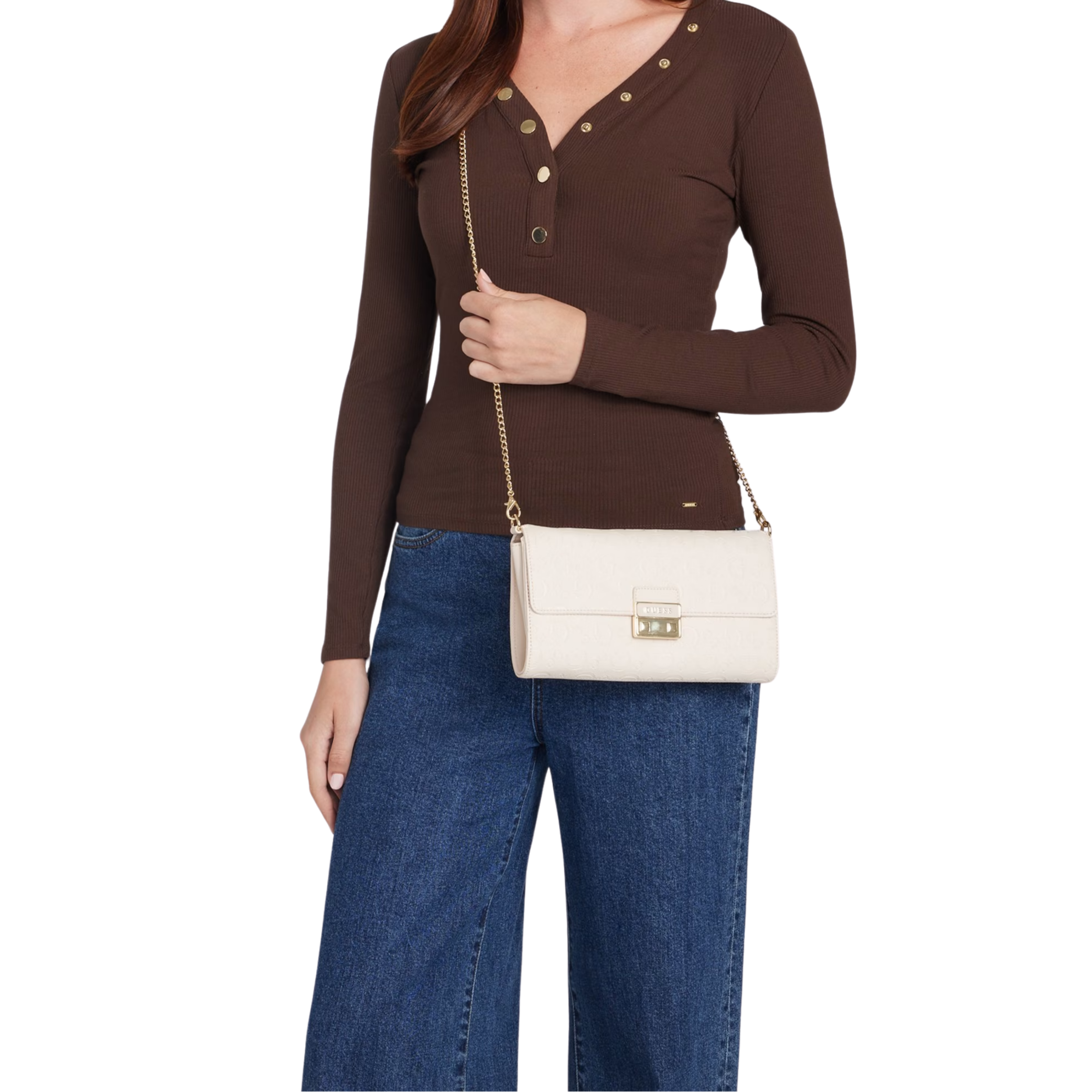 GUESS Women Elise Clutch - Off White