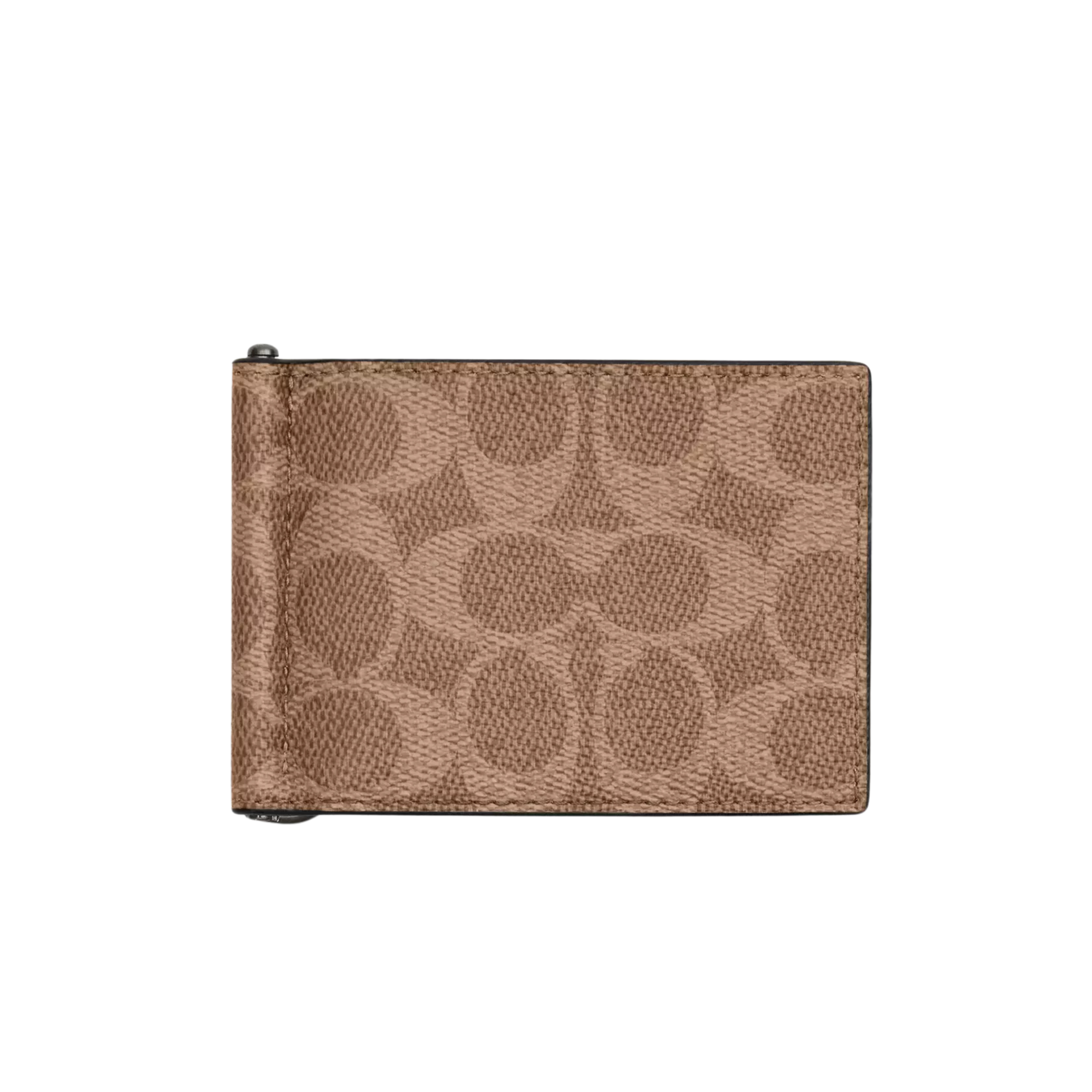 COACH Men Slim Money Clip Billfold Wallet -  Brown Gunmetal