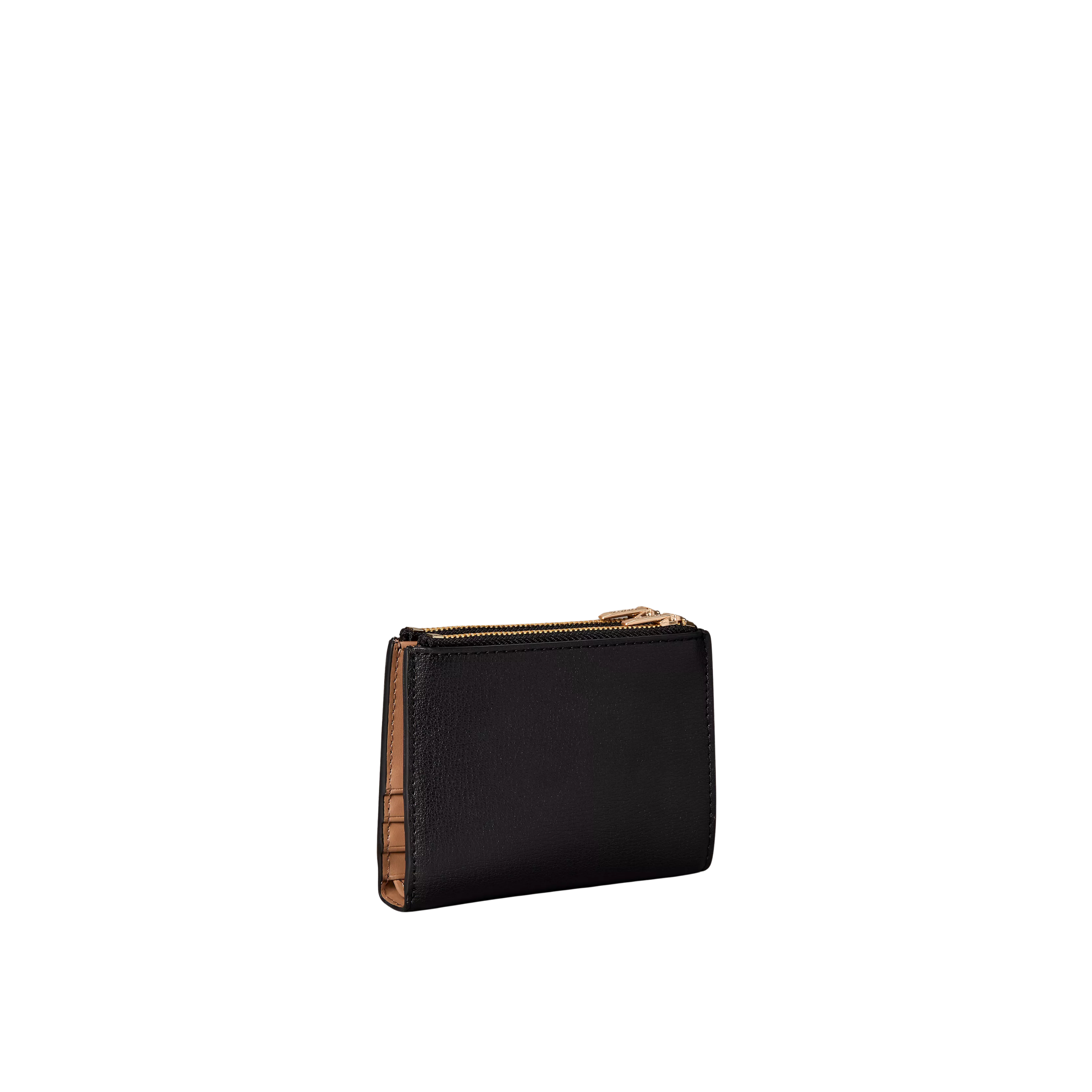 Calvin Klein Women Foil Logo Double Zip Card Case - Black Toasted Coconut