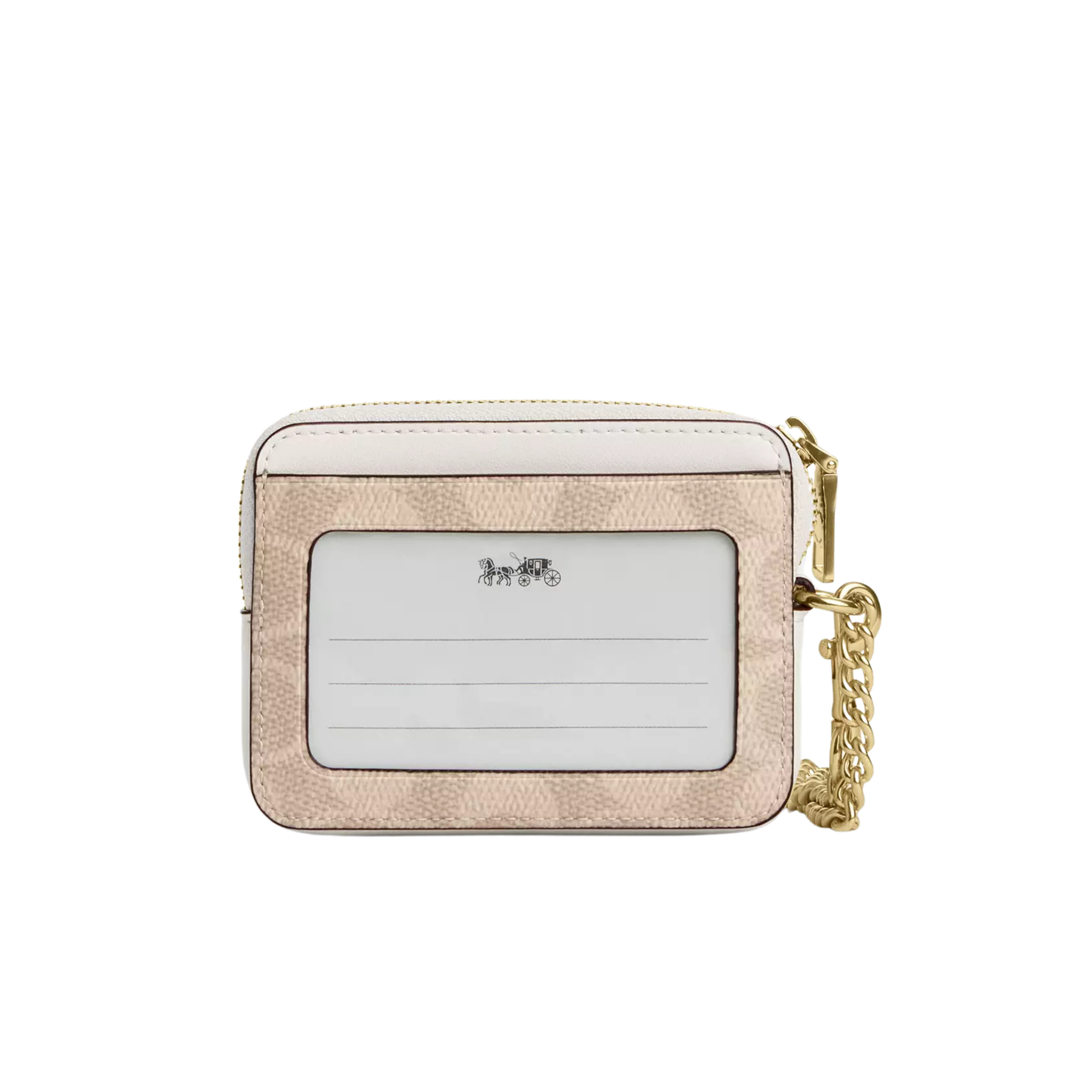 COACH Women Zip Card Case - Gold Sand Chalk
