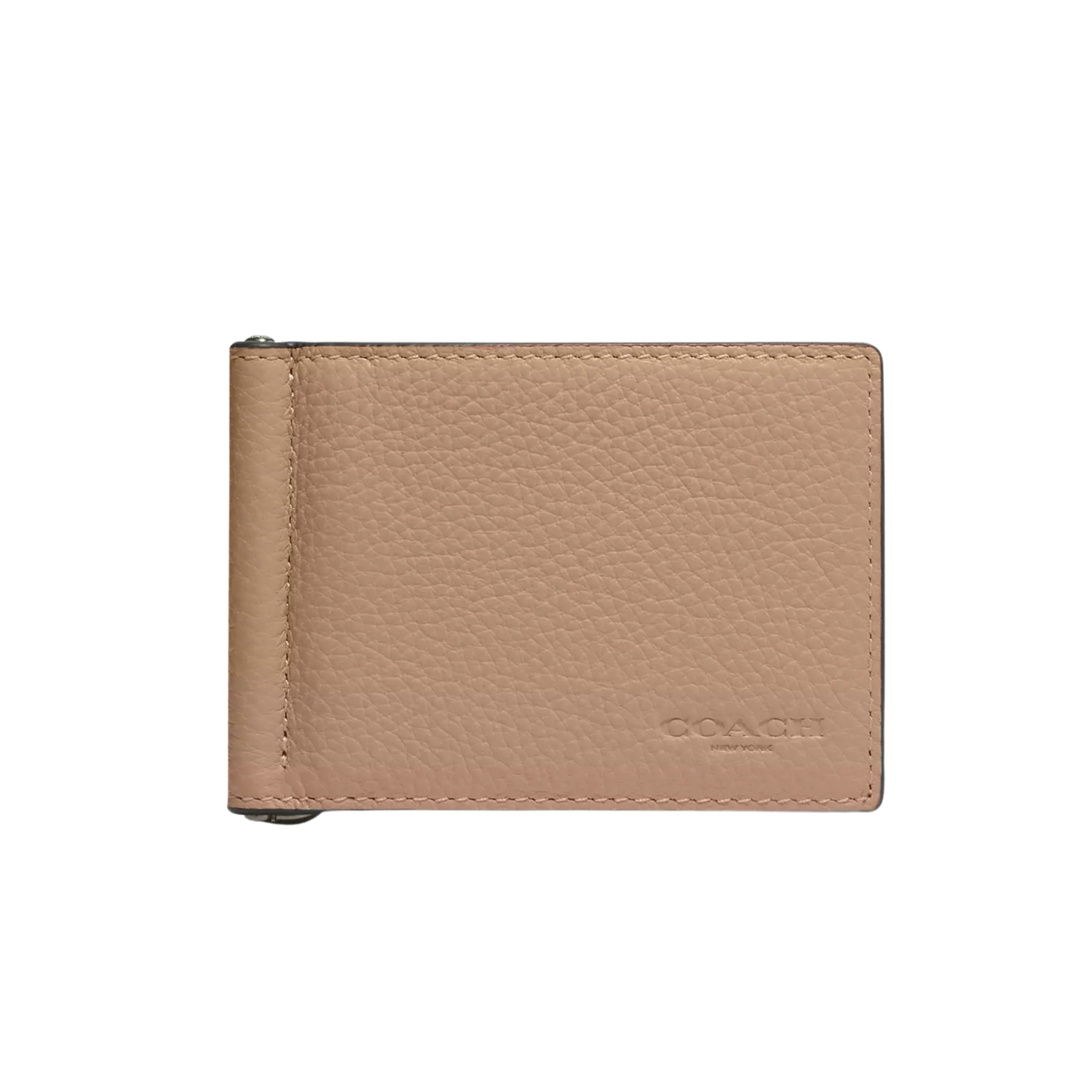 COACH Men Slim Money Clip Billfold Wallet - Black Antique Nickel Taupe