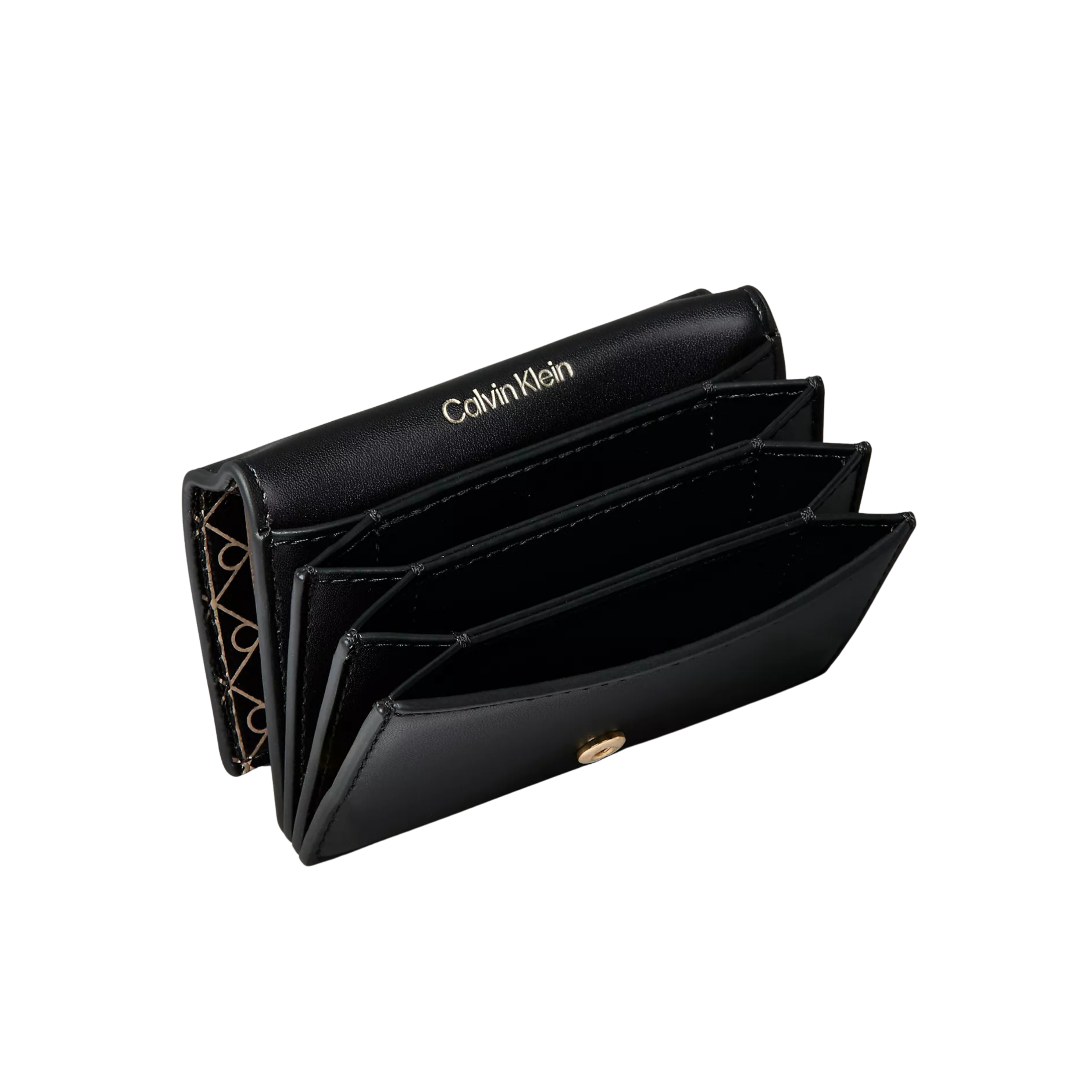 Calvin Klein Women Allover Emblem Logo Accordion Card Case - Black