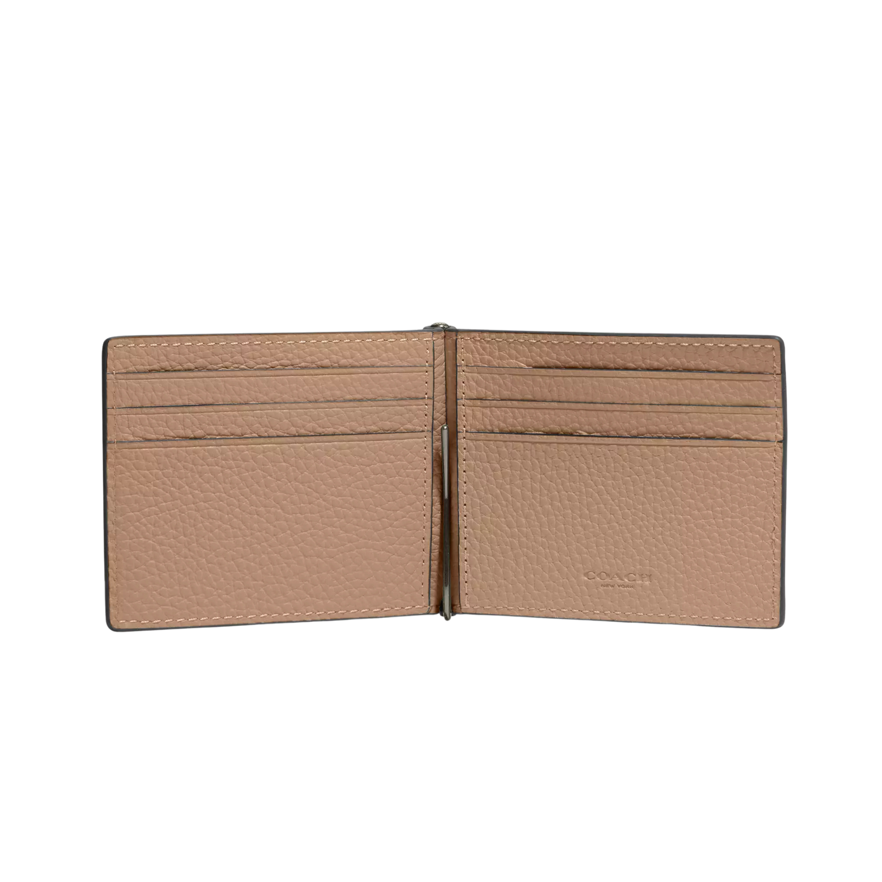 COACH Men Slim Money Clip Billfold Wallet - Black Antique Nickel Taupe