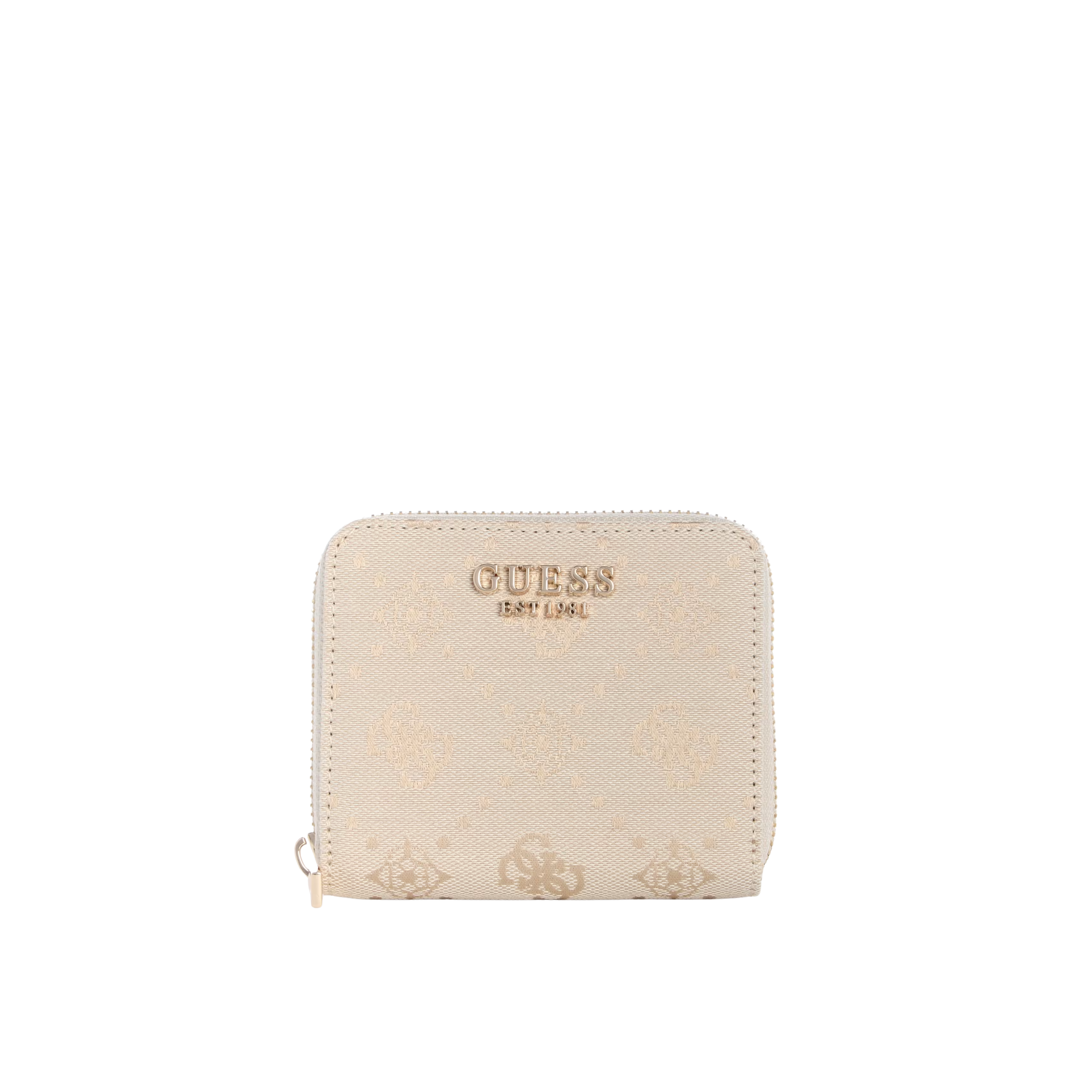 Guess Women Melinda Quattro G Small Zip Around Wallet - Off White Logo