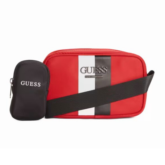 Guess Stripped Camera Crossbody Bag - Red